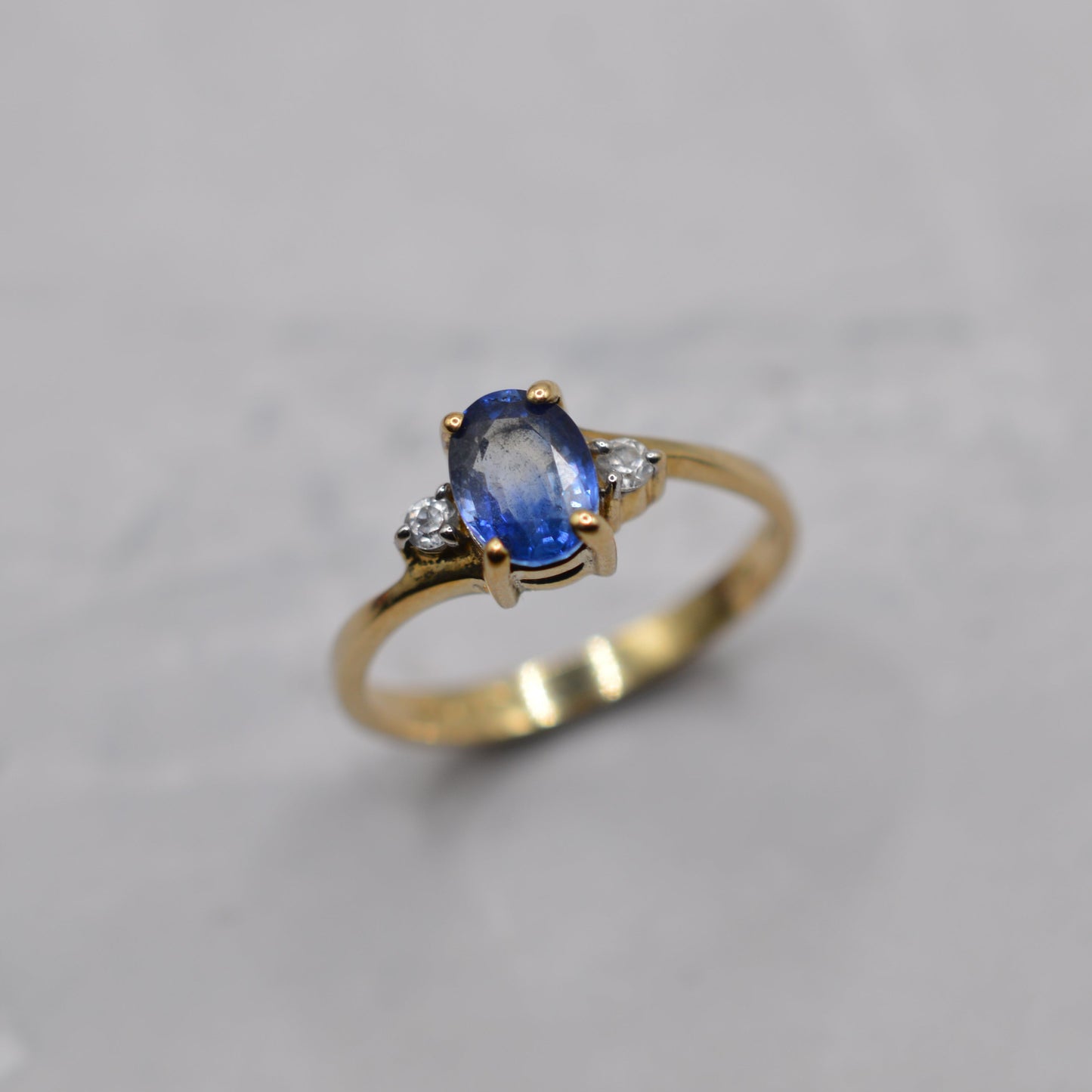 9ct Gold Sapphire & Topaz Trilogy Ring