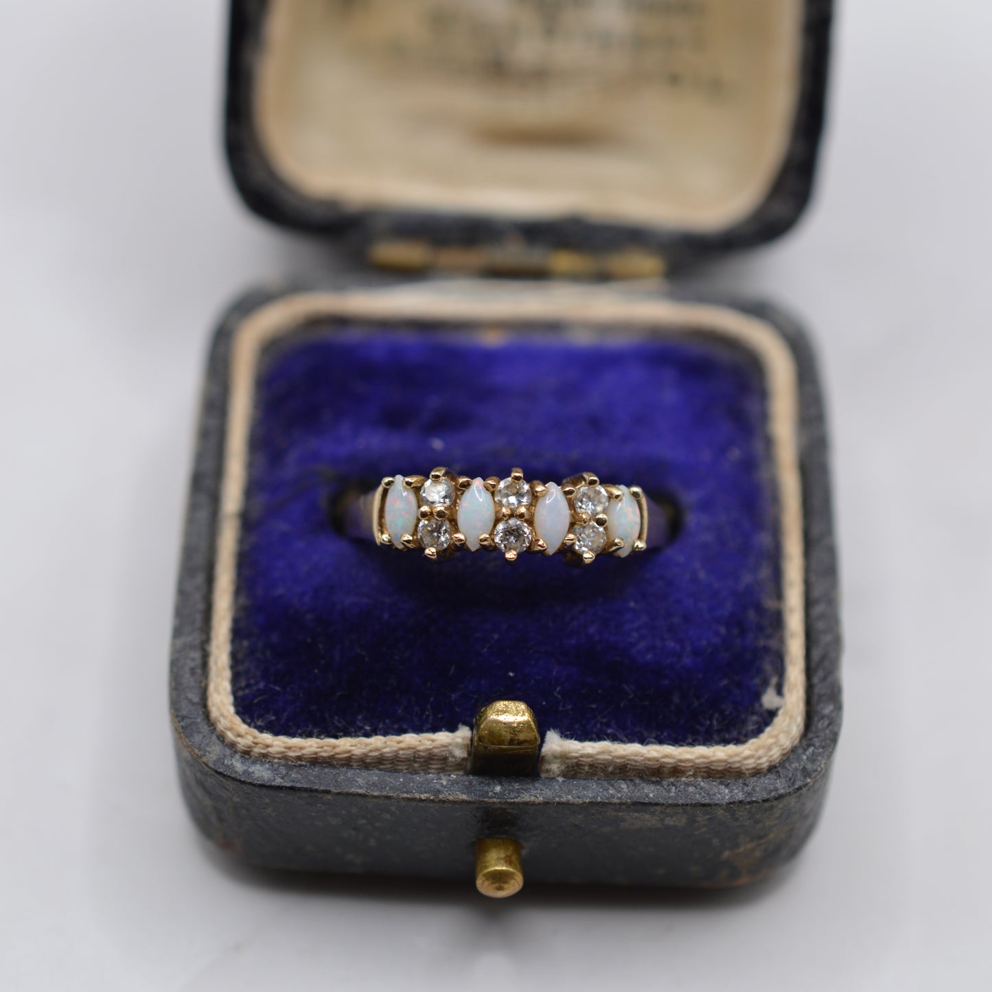 9ct Gold Opal & Cubic Zirconia Half-Eternity Ring
