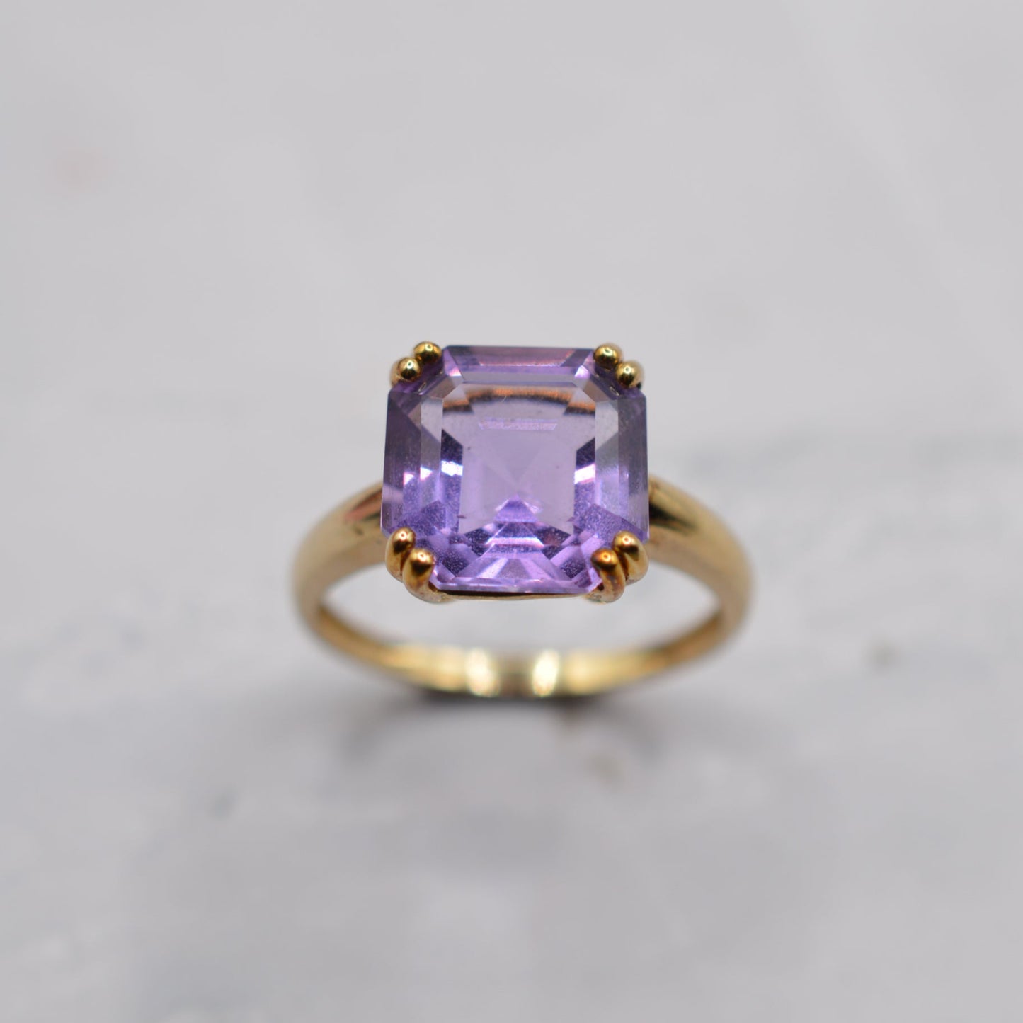 2006 Y2K 9ct Gold Amethyst Square-Cut Ring