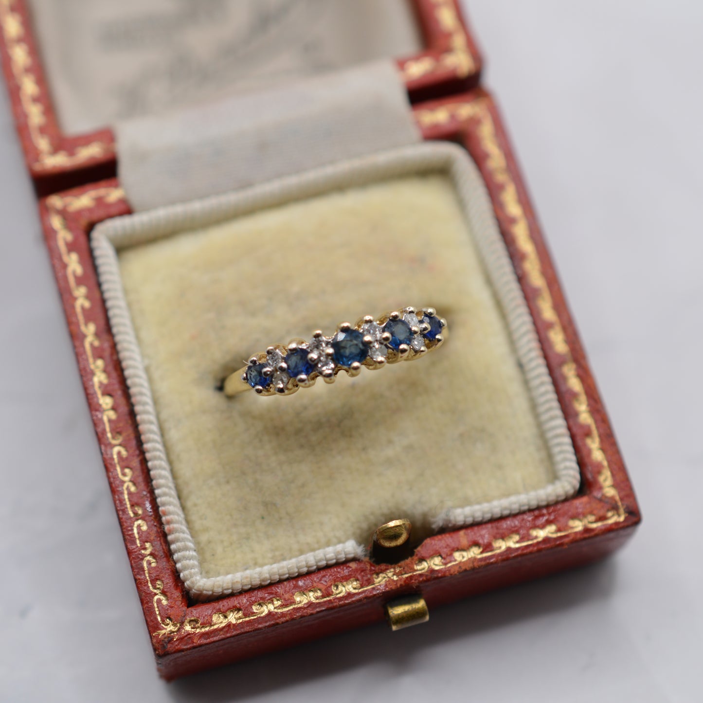 9ct Gold Sapphire & Diamond Half-Eternity Ring