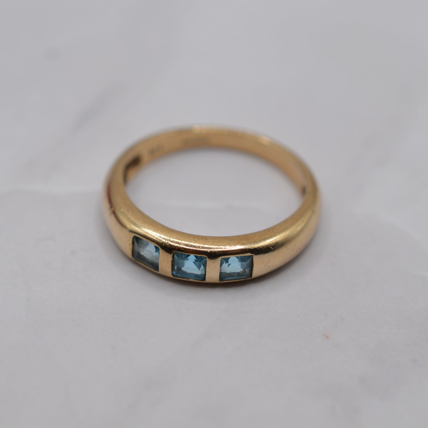 9ct Gold Blue Topaz Flush-Set Band Ring