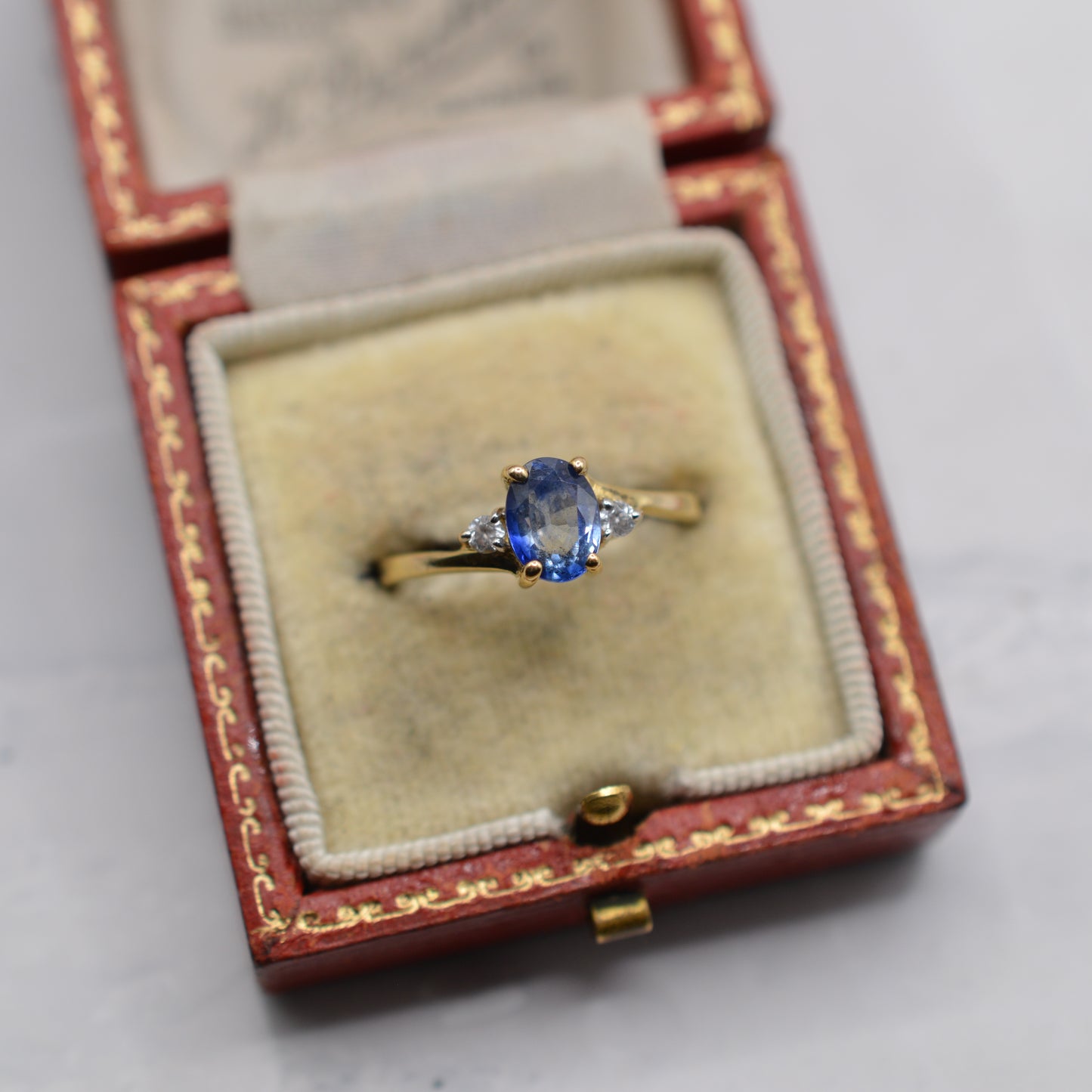 9ct Gold Sapphire & Topaz Trilogy Ring