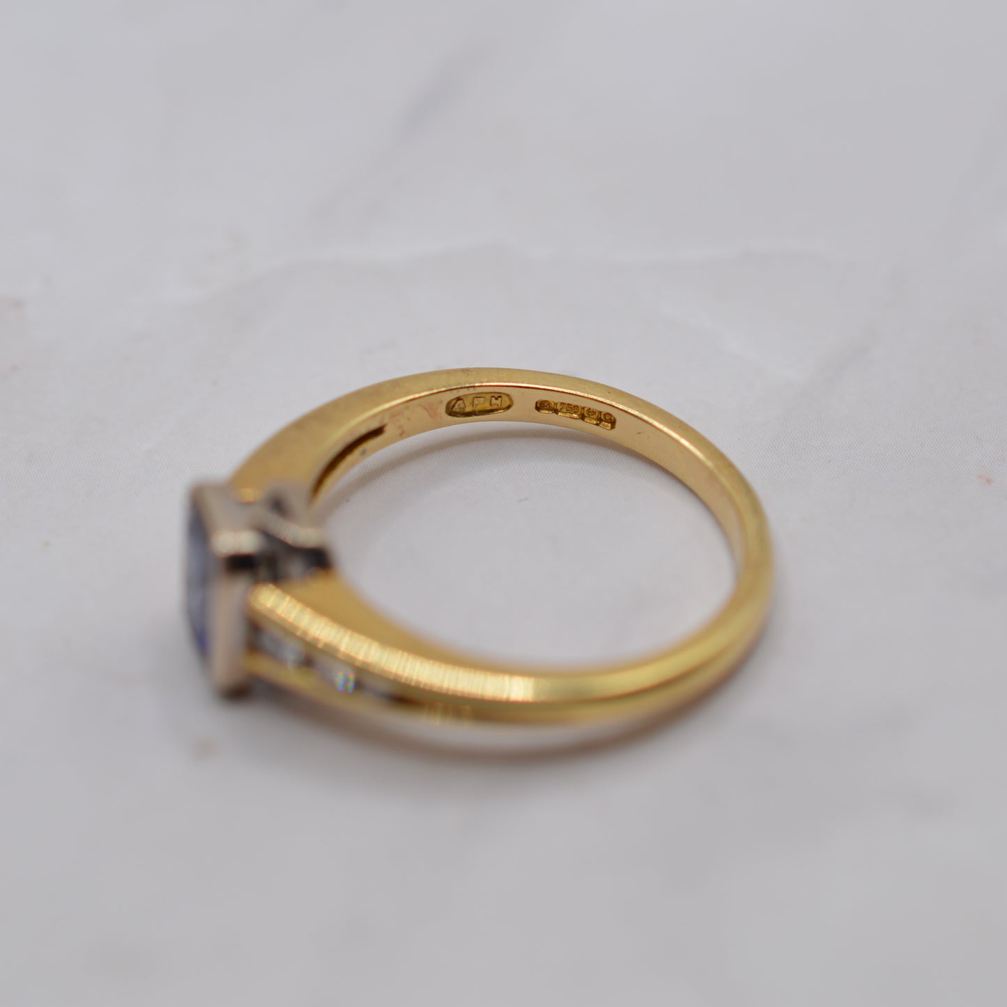 Y2K 18ct Gold Tanzanite & Diamond Ring, Bezel & Channel Set