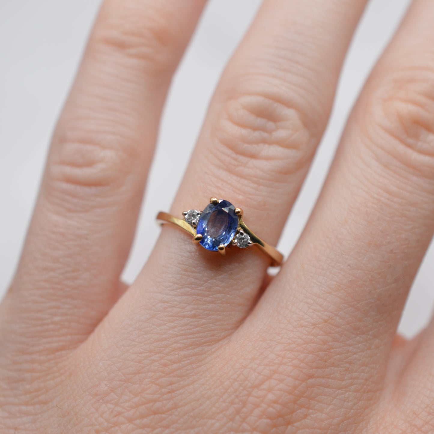 9ct Gold Sapphire & Topaz Trilogy Ring