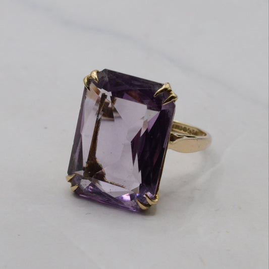 1960s Mega Chunky Vintage 9ct Gold Amethyst Ring