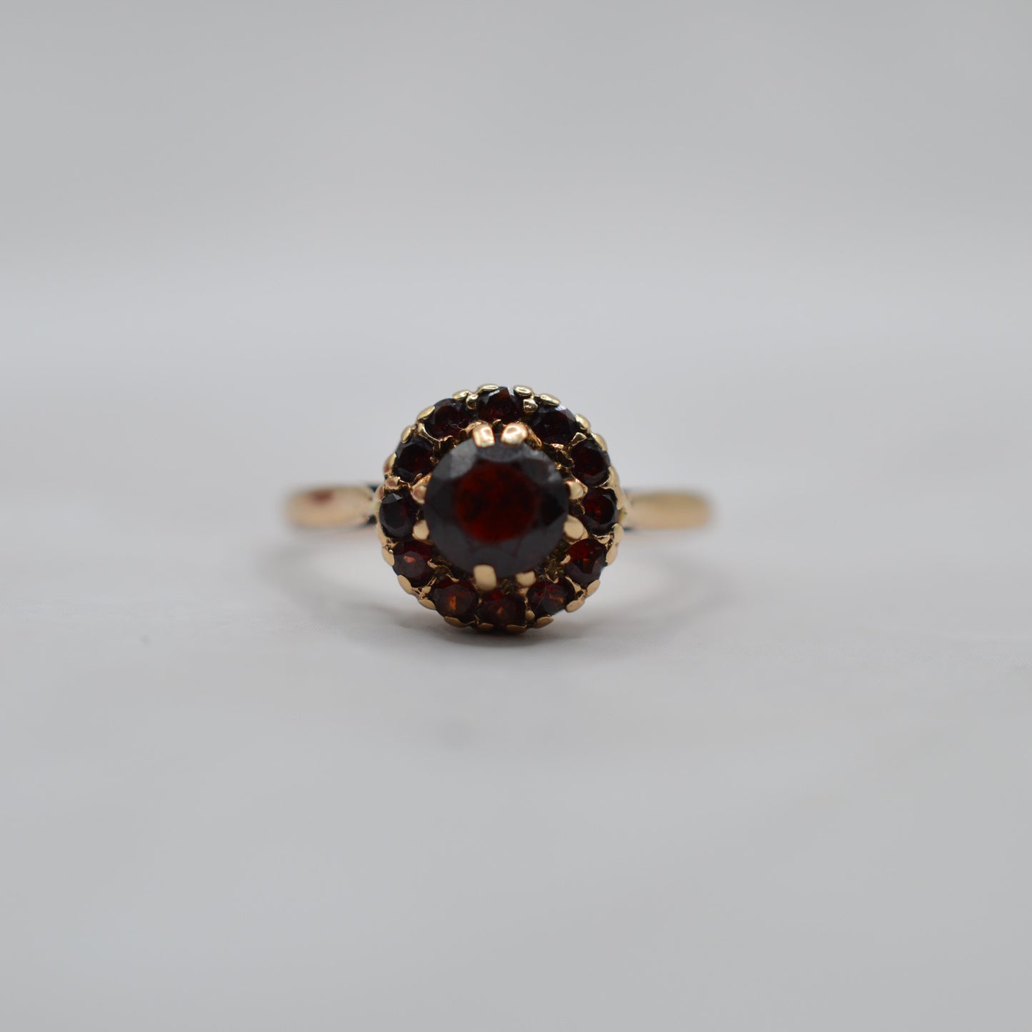 1960s Vintage 9ct Gold Garnet Cluster Ring