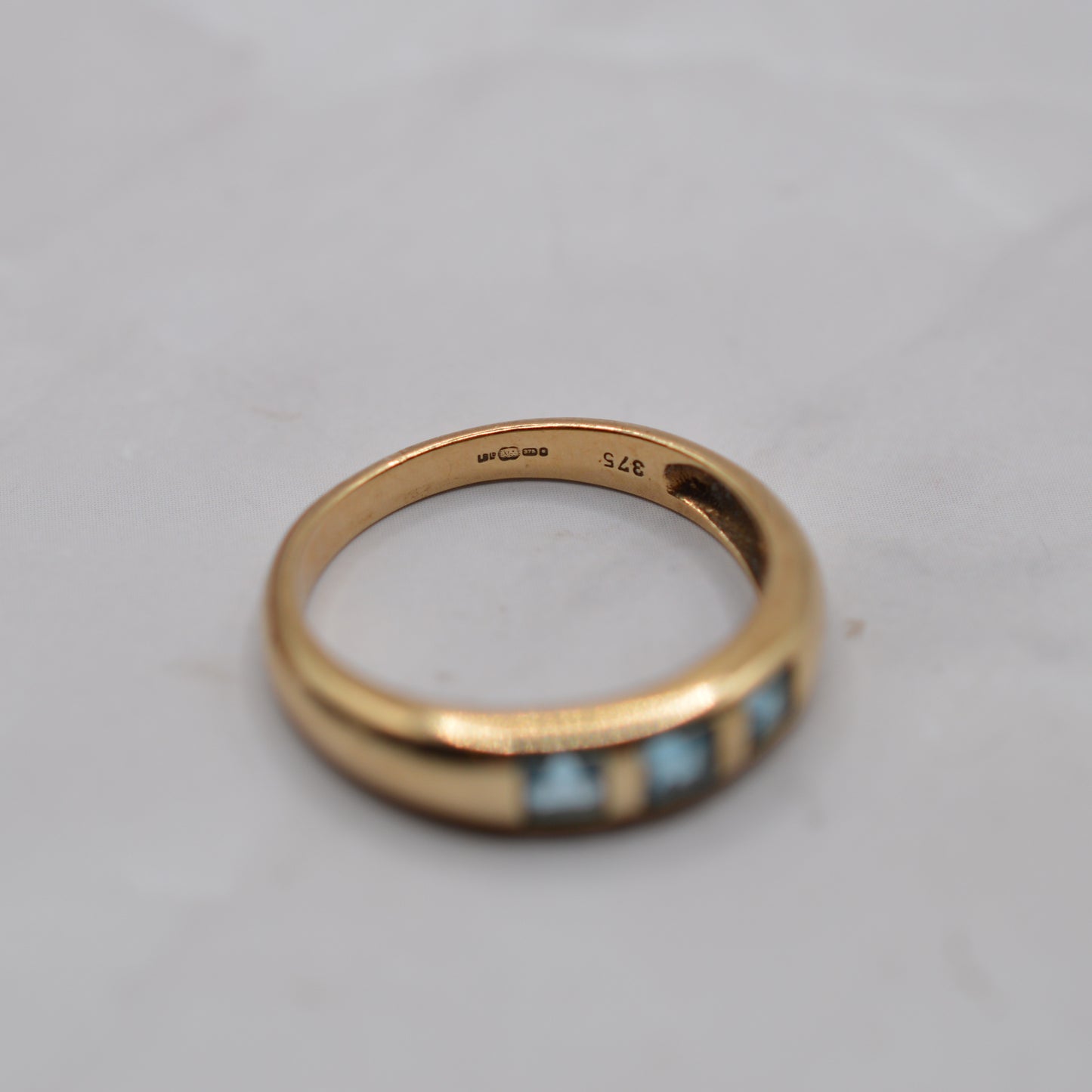 9ct Gold Blue Topaz Flush-Set Band Ring