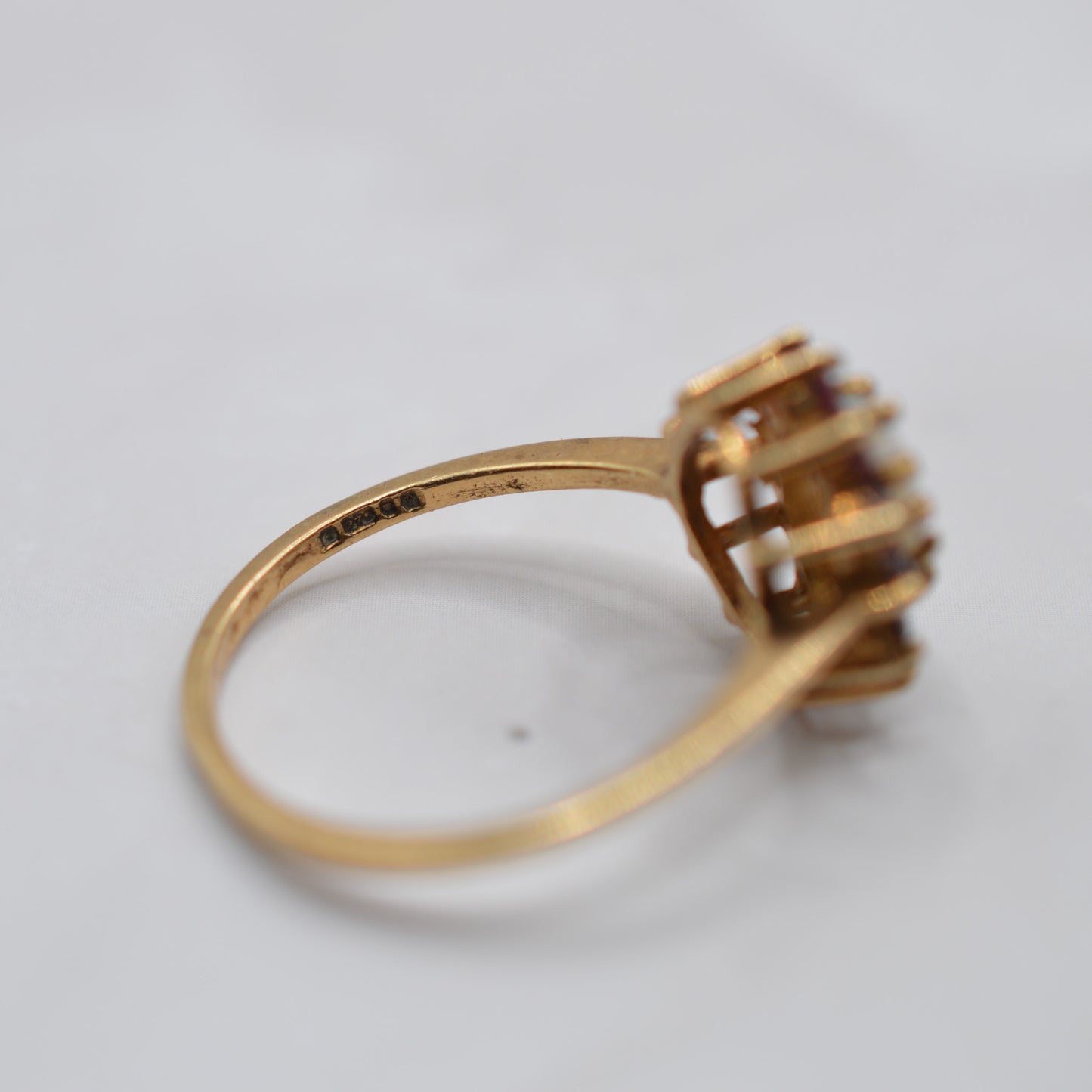 1970s Vintage 9ct Gold Opal & Ruby Cluster Ring