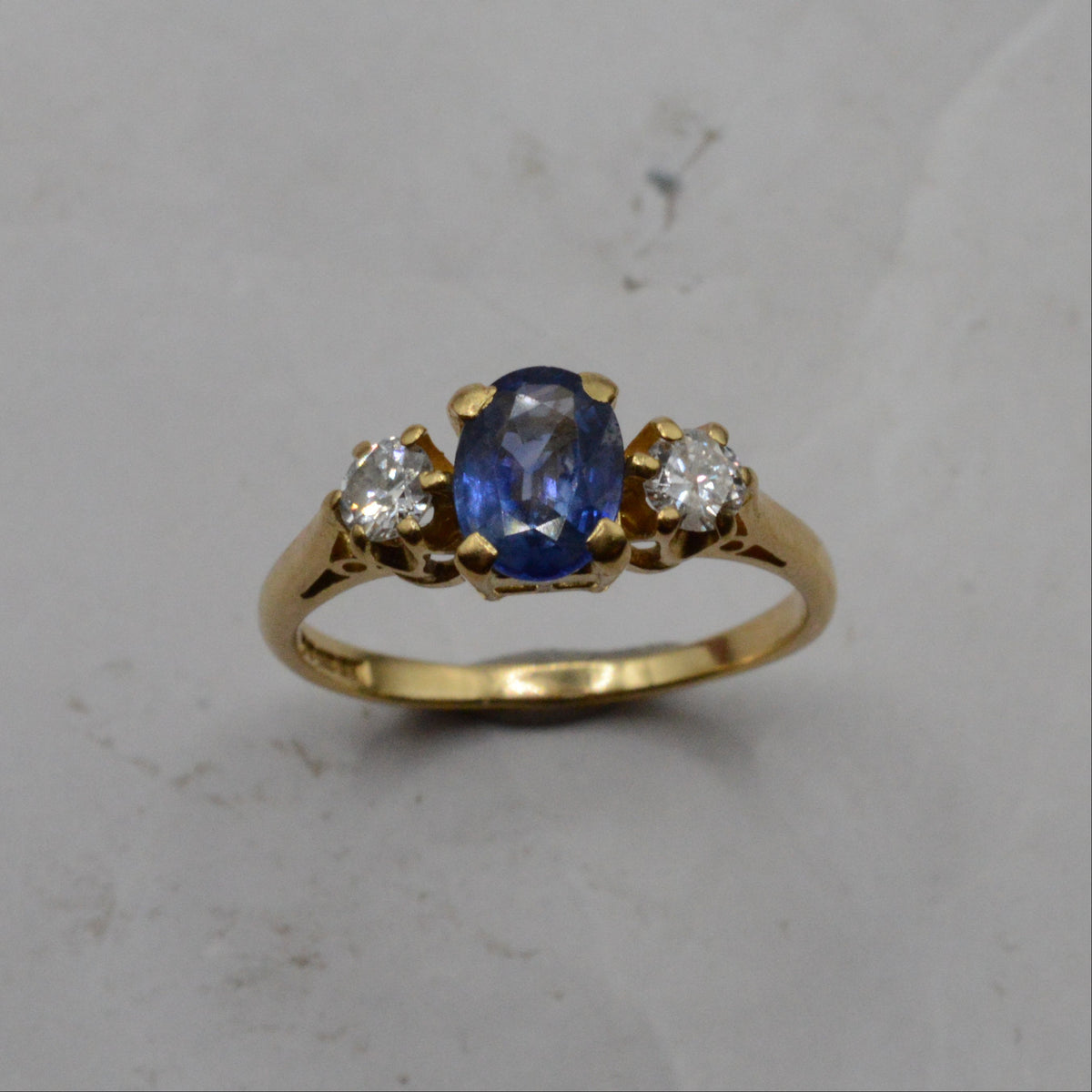 1980s 18ct Gold Sapphire & Diamond Trilogy Ring