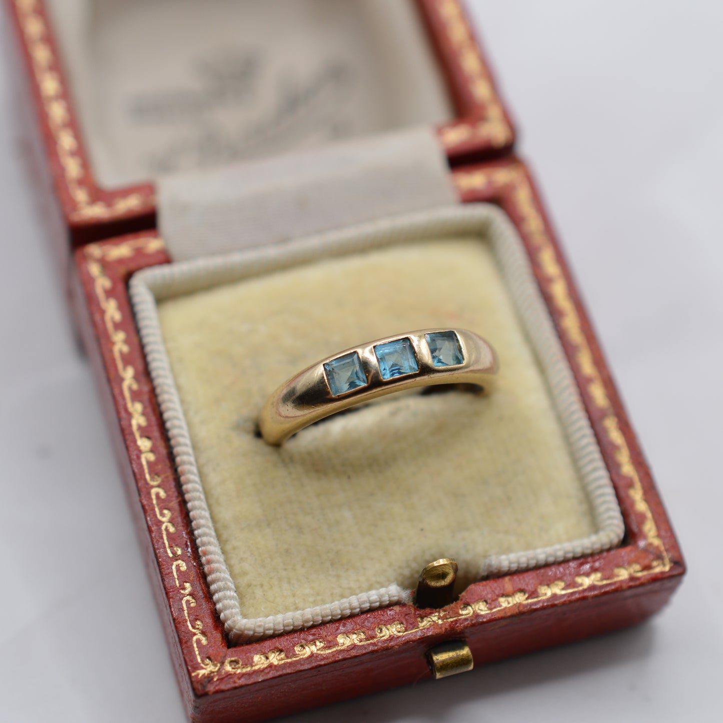 9ct Gold Blue Topaz Flush-Set Band Ring