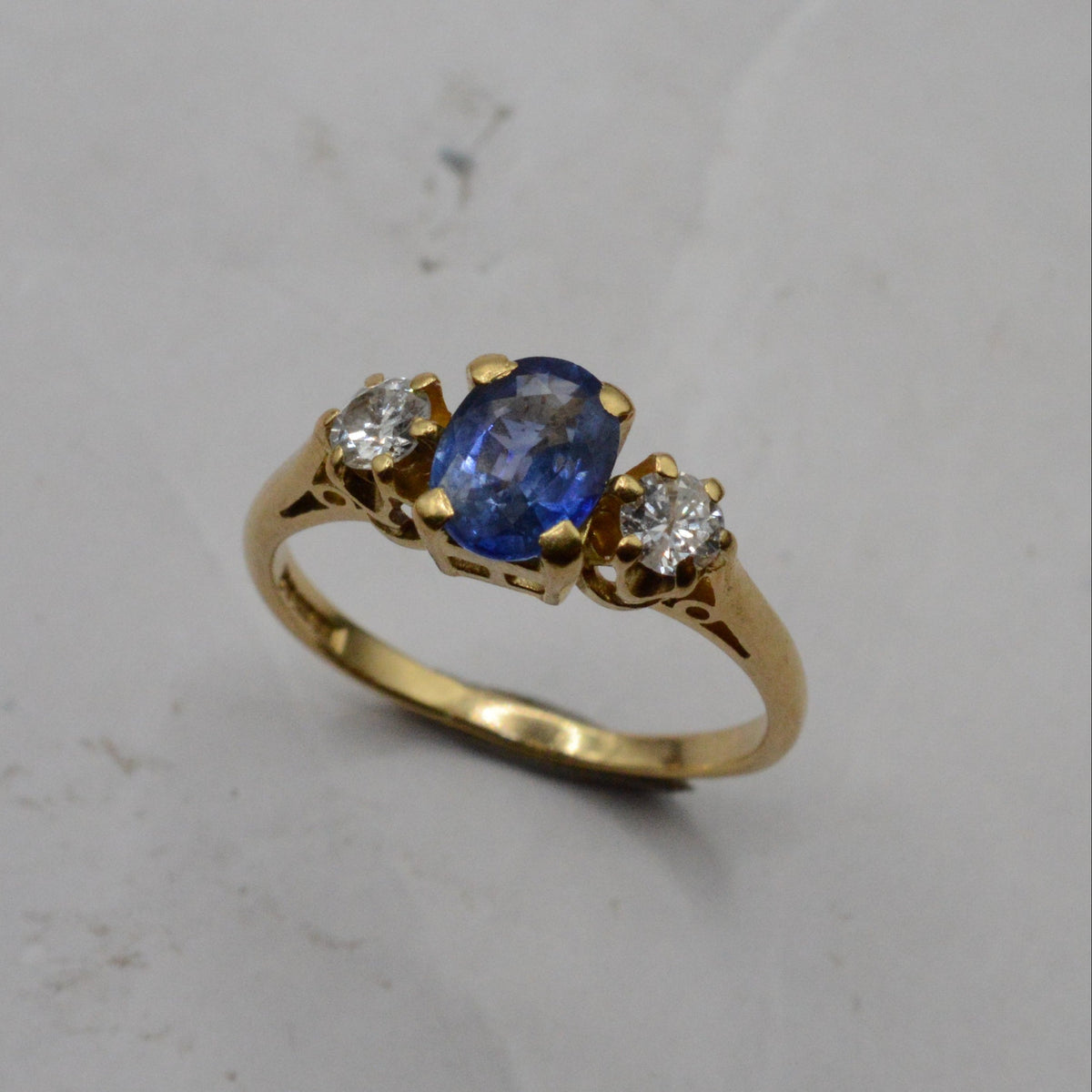 1980s 18ct Gold Sapphire & Diamond Trilogy Ring