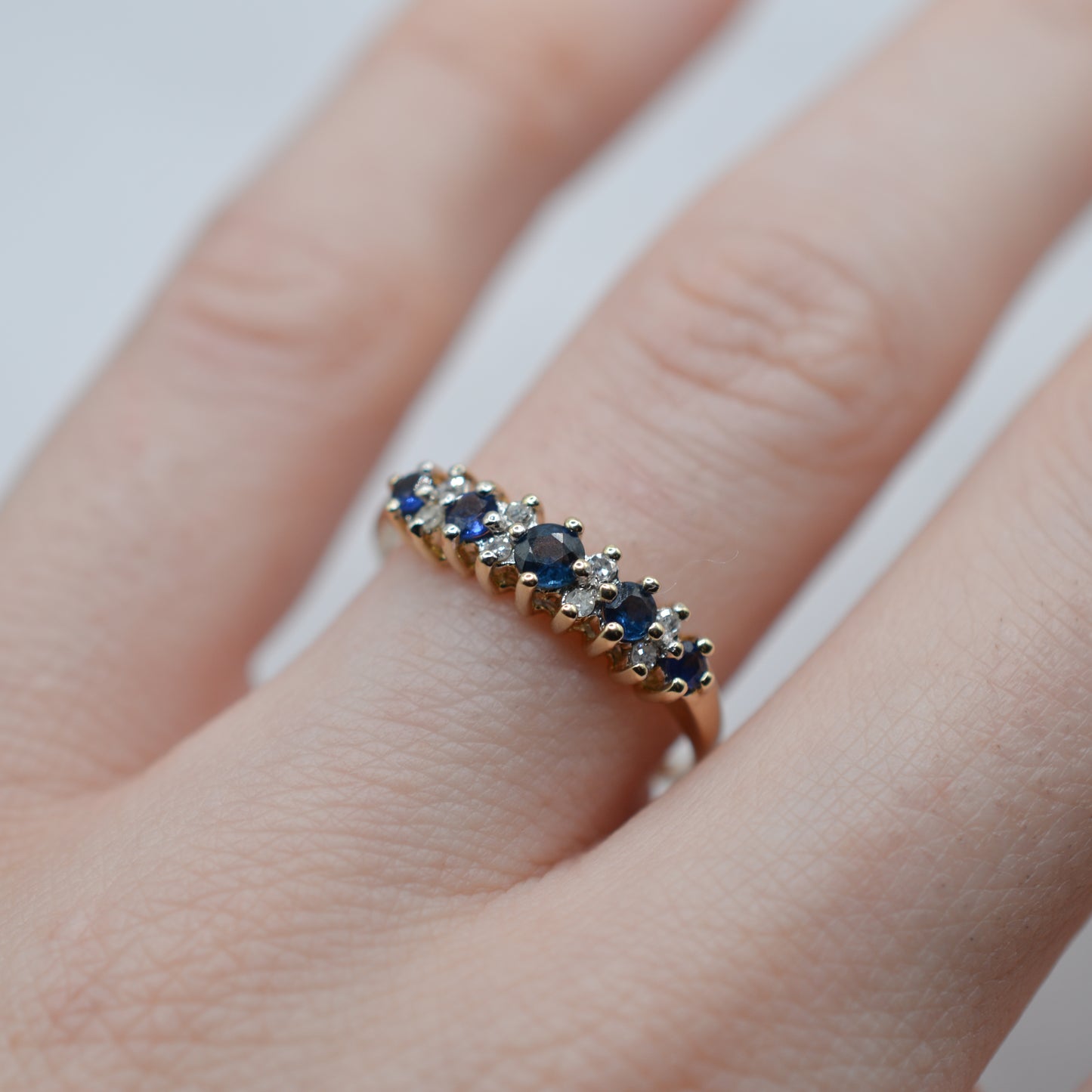 9ct Gold Sapphire & Diamond Half-Eternity Ring