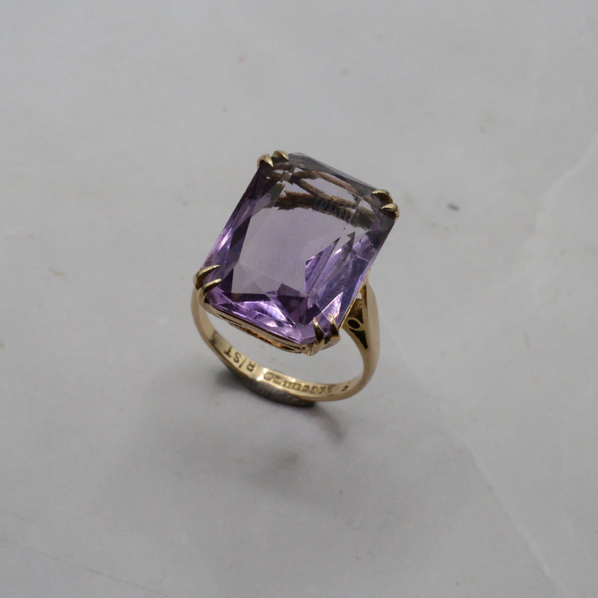 1960s Mega Chunky Vintage 9ct Gold Amethyst Ring