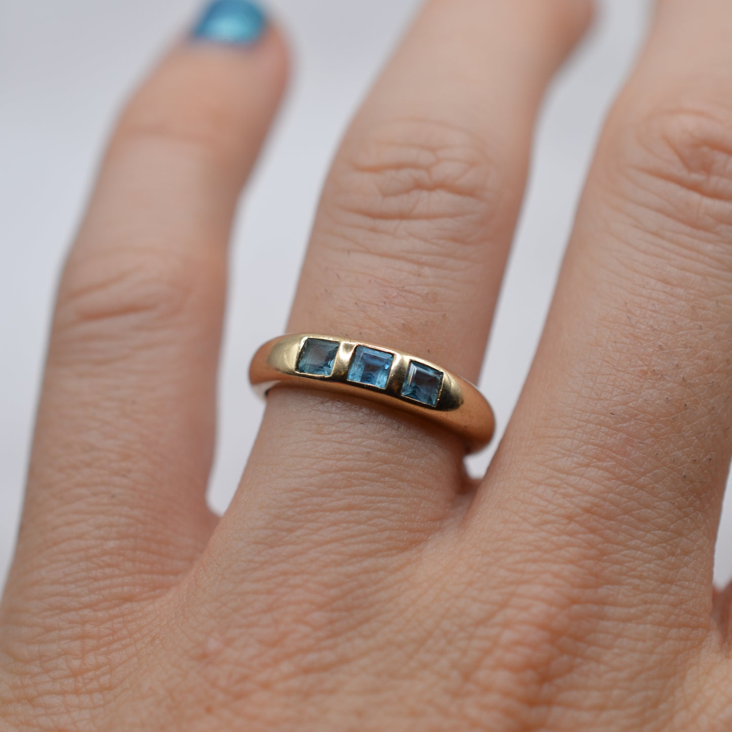 9ct Gold Blue Topaz Flush-Set Band Ring