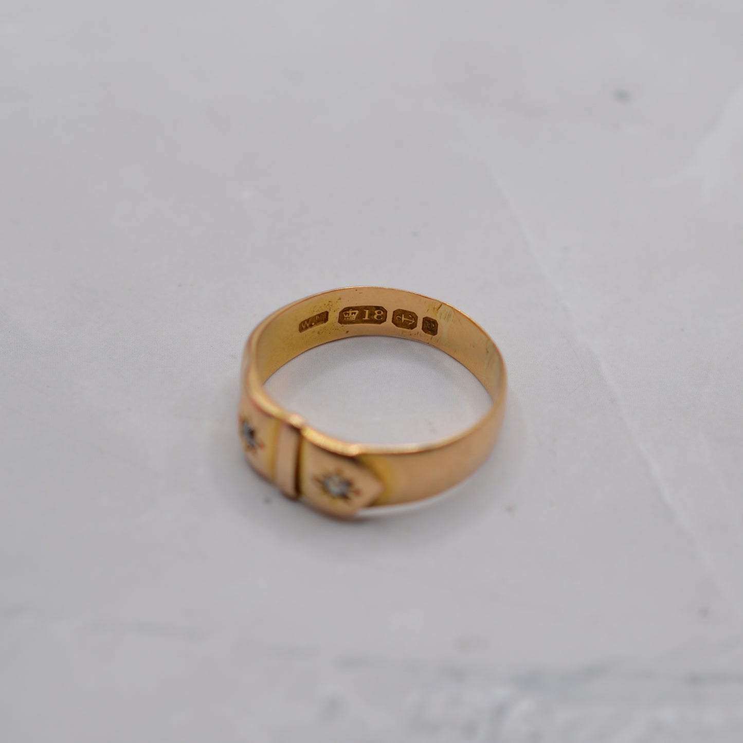 Chunky 1898 Victorian 18ct Gold Diamond Buckle Ring