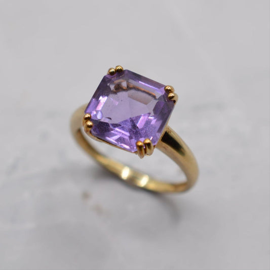 2006 Y2K 9ct Gold Amethyst Square-Cut Ring