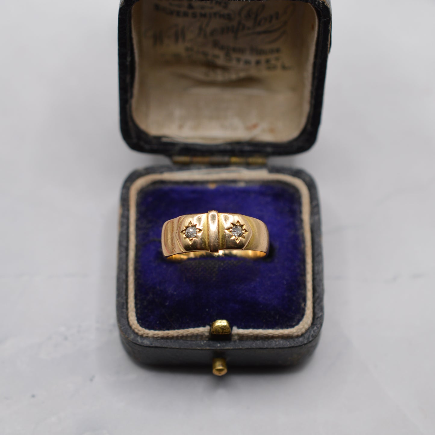 Chunky 1898 Victorian 18ct Gold Diamond Buckle Ring