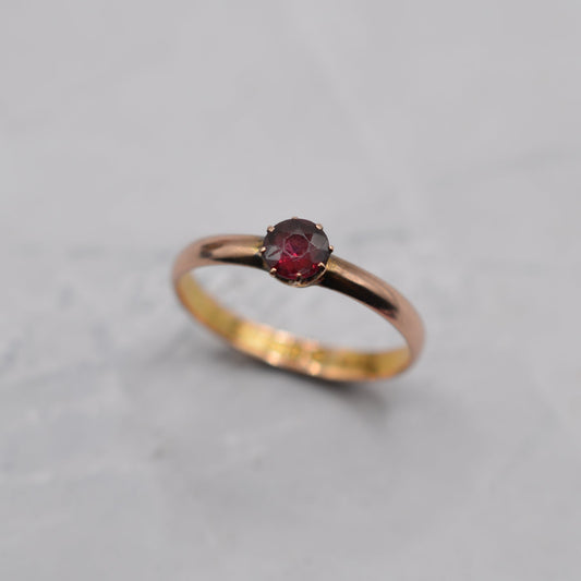 Antique Edwardian 1910 15ct Gold Garnet Solitaire Ring