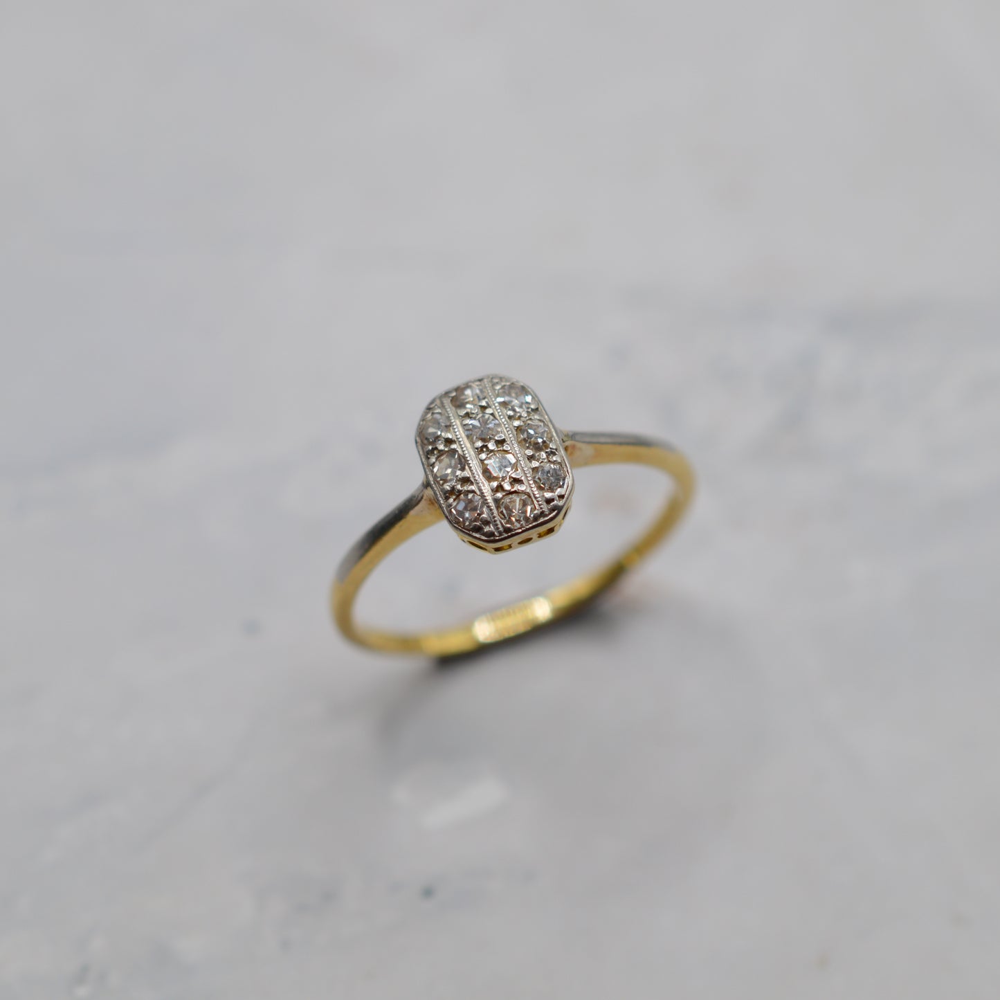 Antique 18ct Gold & Platinum Art Deco Diamond Panel Ring