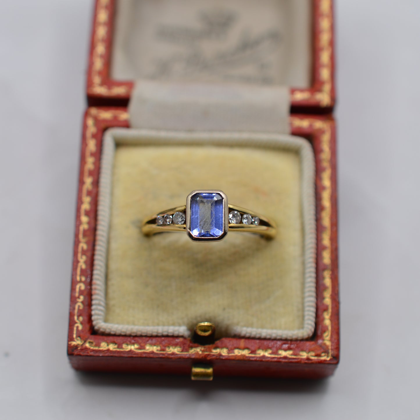 Y2K 18ct Gold Tanzanite & Diamond Ring, Bezel & Channel Set