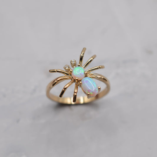 9ct Gold Rare Spider Opal Ring