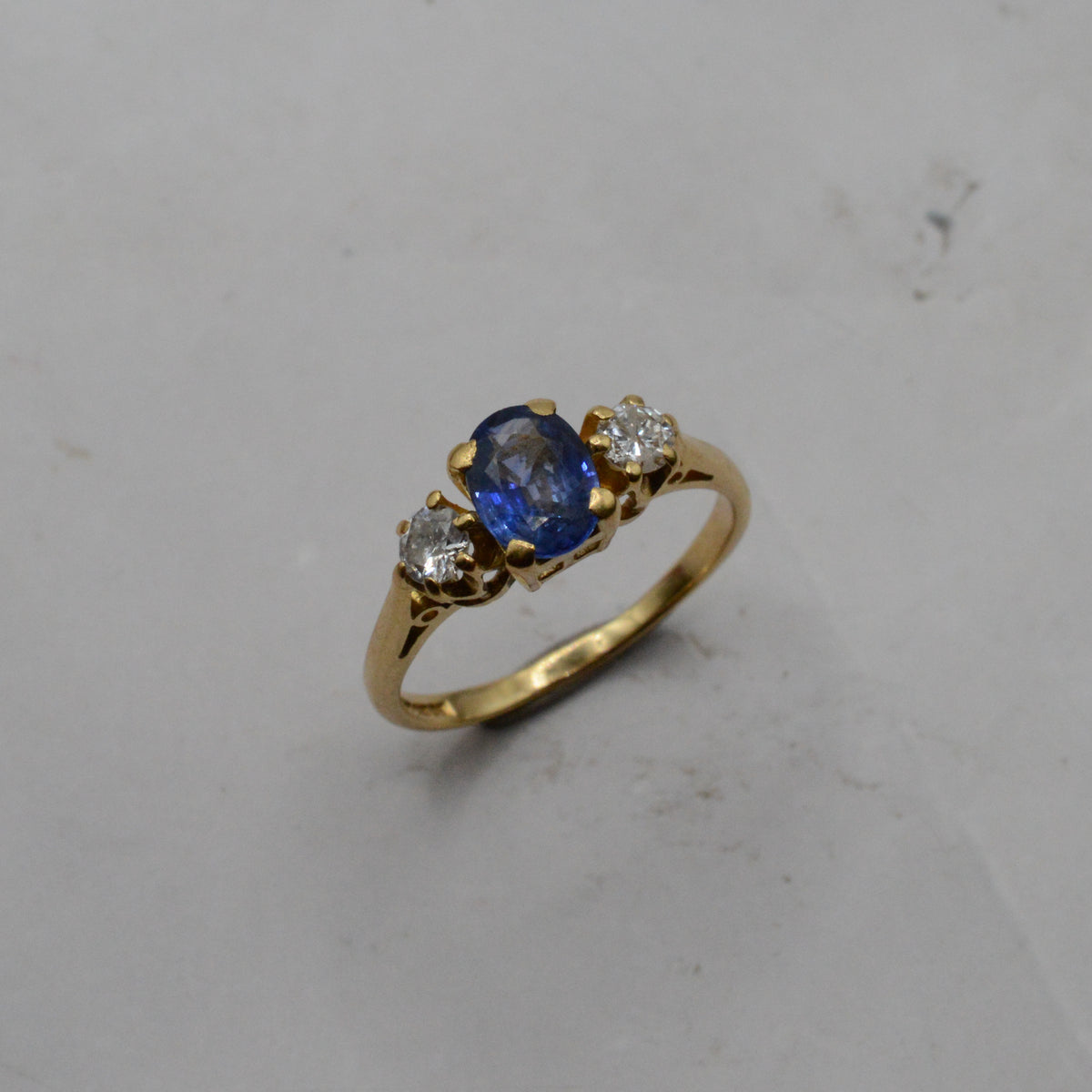 1980s 18ct Gold Sapphire & Diamond Trilogy Ring