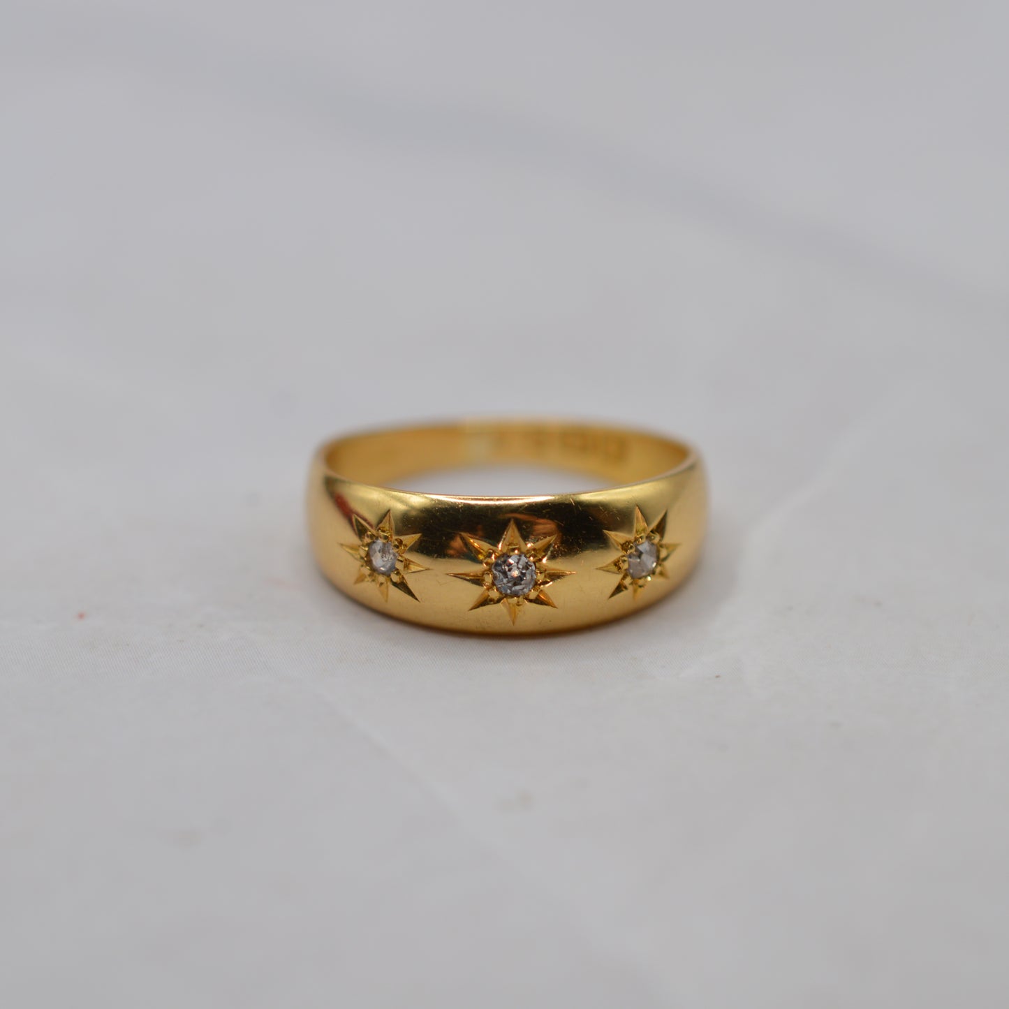 Antique Victorian 18ct Gold Diamond Gypsy Trilogy Ring