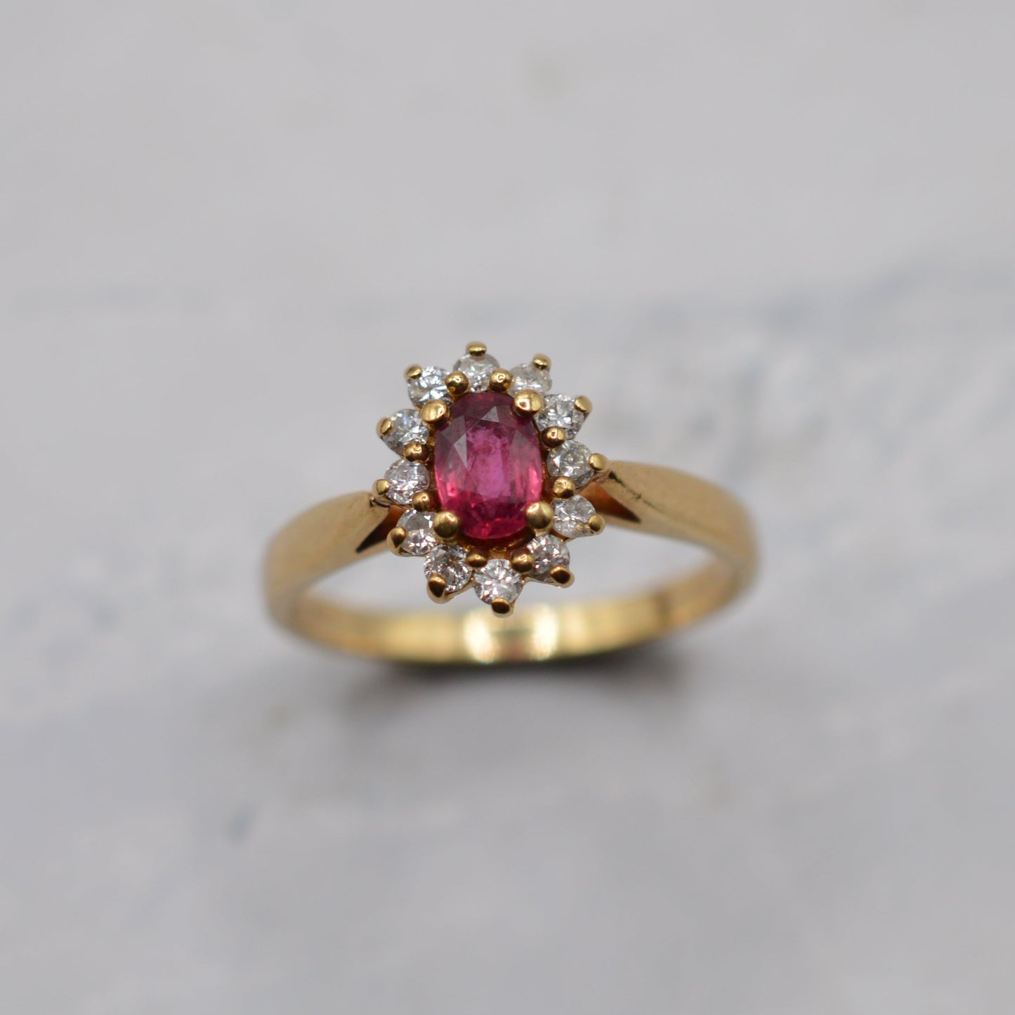 1980s 9ct Gold Ruby & Diamond Cluster Ring