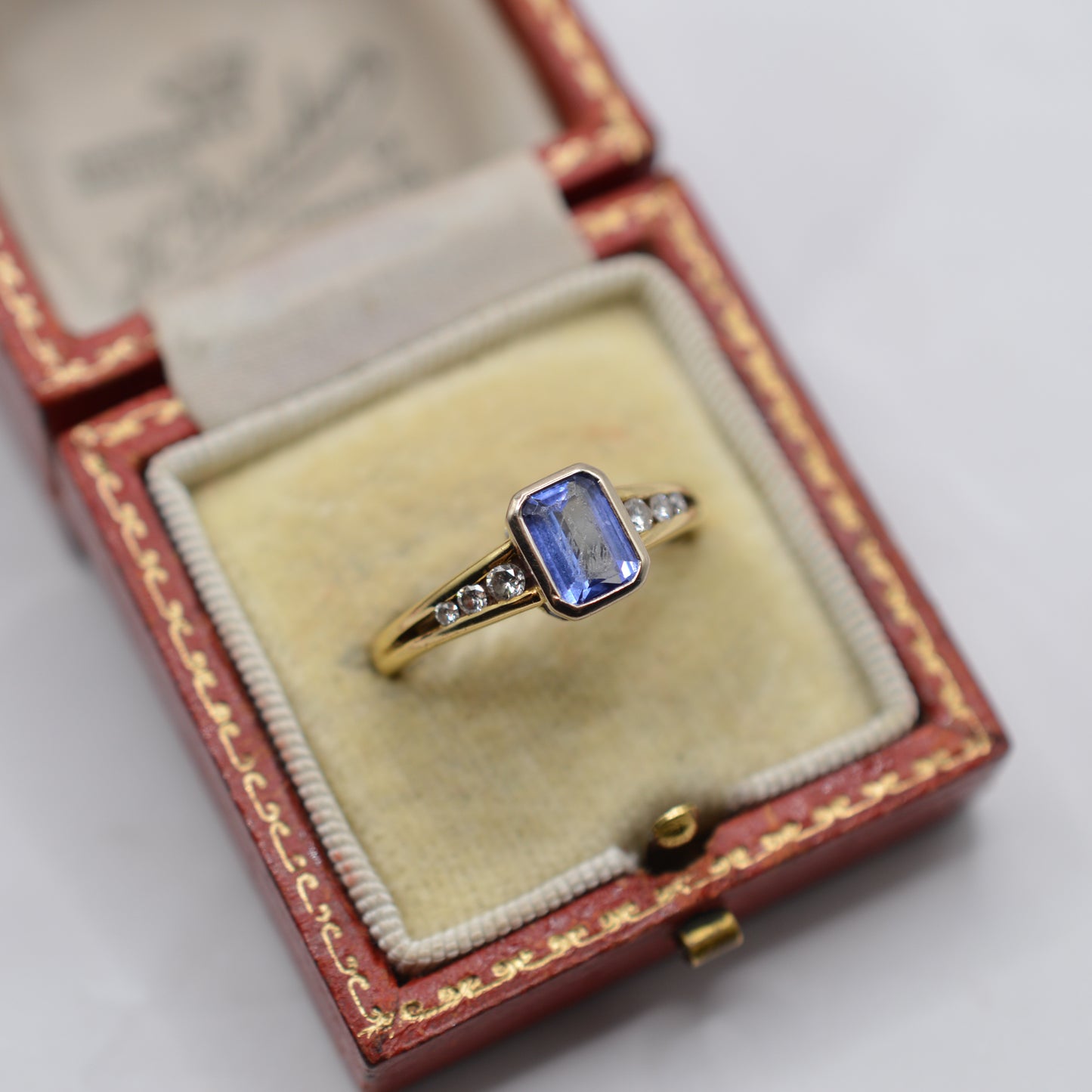 Y2K 18ct Gold Tanzanite & Diamond Ring, Bezel & Channel Set