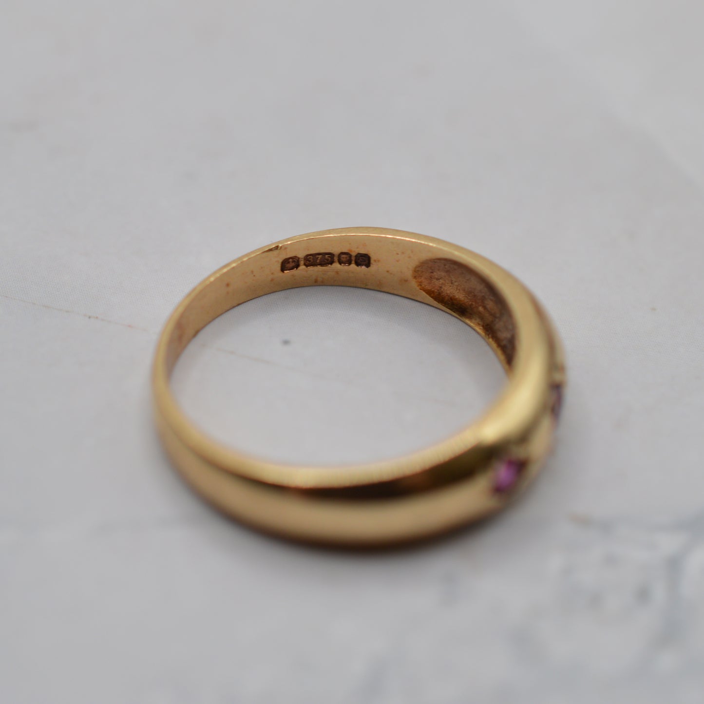 1970s Vintage 9ct Gold Ruby Trilogy Gypsy Ring