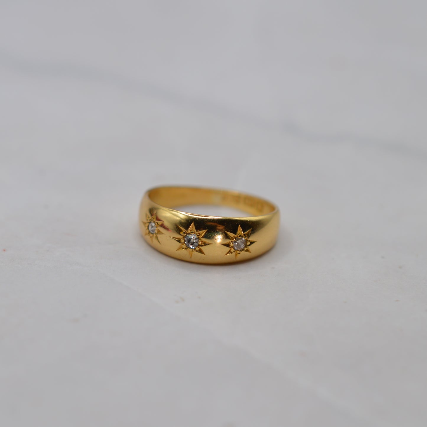 Antique Victorian 18ct Gold Diamond Gypsy Trilogy Ring