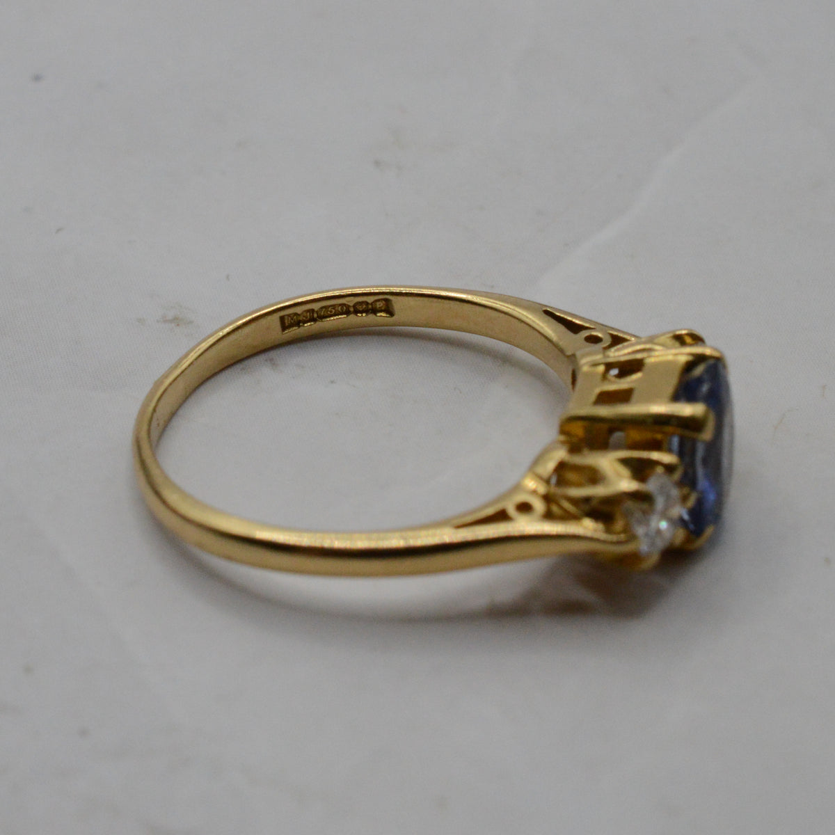 1980s 18ct Gold Sapphire & Diamond Trilogy Ring