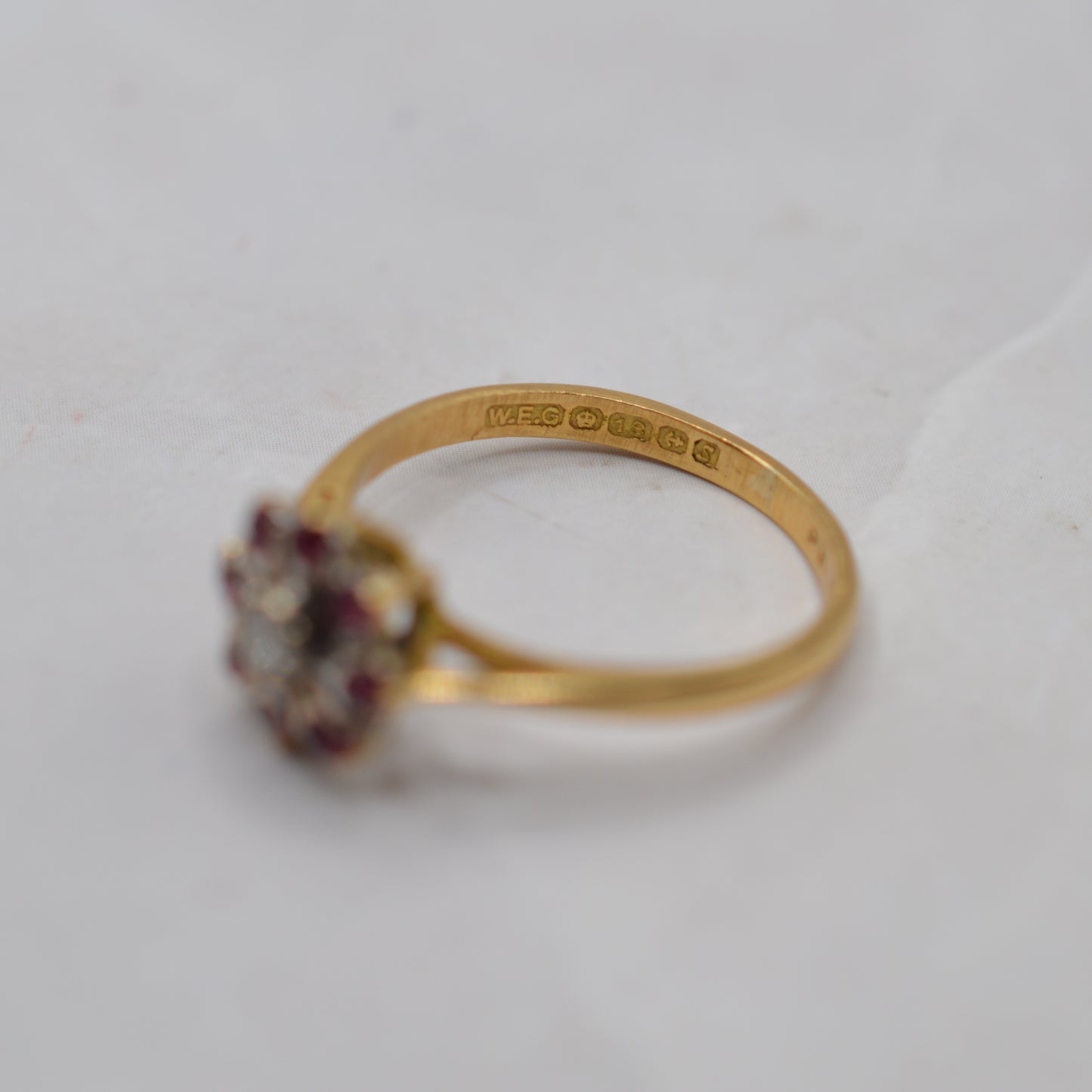 1960s Vintage 18ct Gold Ruby & Diamond Cluster Ring