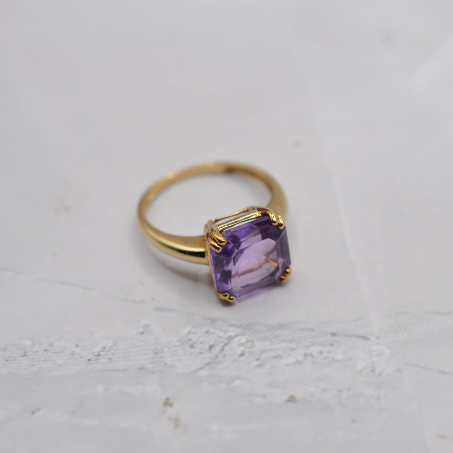 2006 Y2K 9ct Gold Amethyst Square-Cut Ring