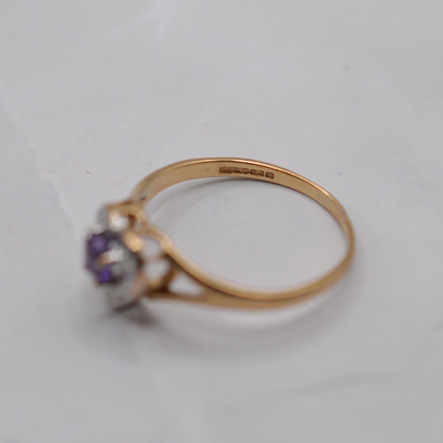 9ct Gold Amethyst & Diamond Heart Ring