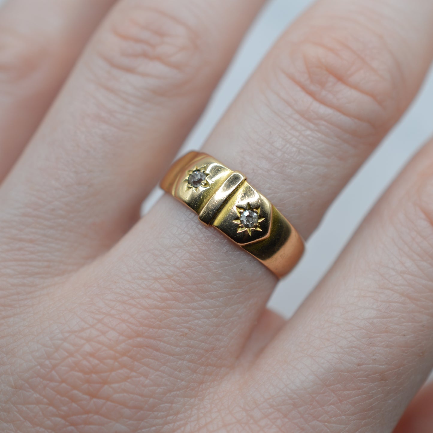 Chunky 1898 Victorian 18ct Gold Diamond Buckle Ring