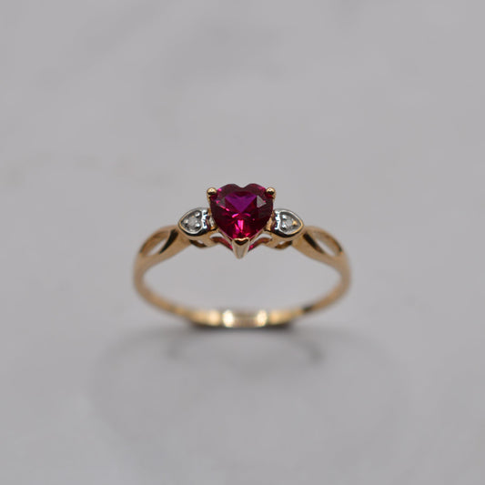 9ct Gold Ruby & Diamond Heart Ring