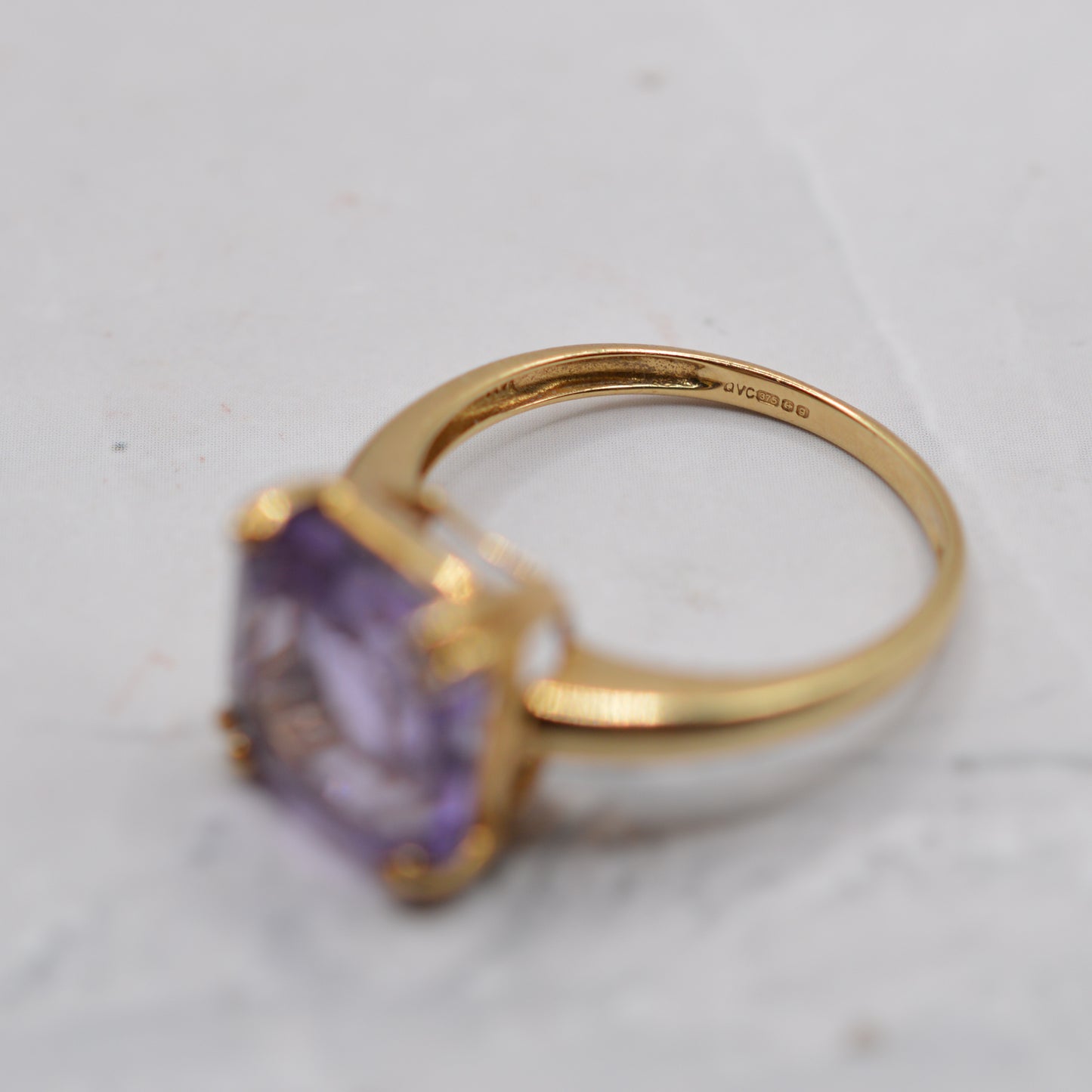 2006 Y2K 9ct Gold Amethyst Square-Cut Ring