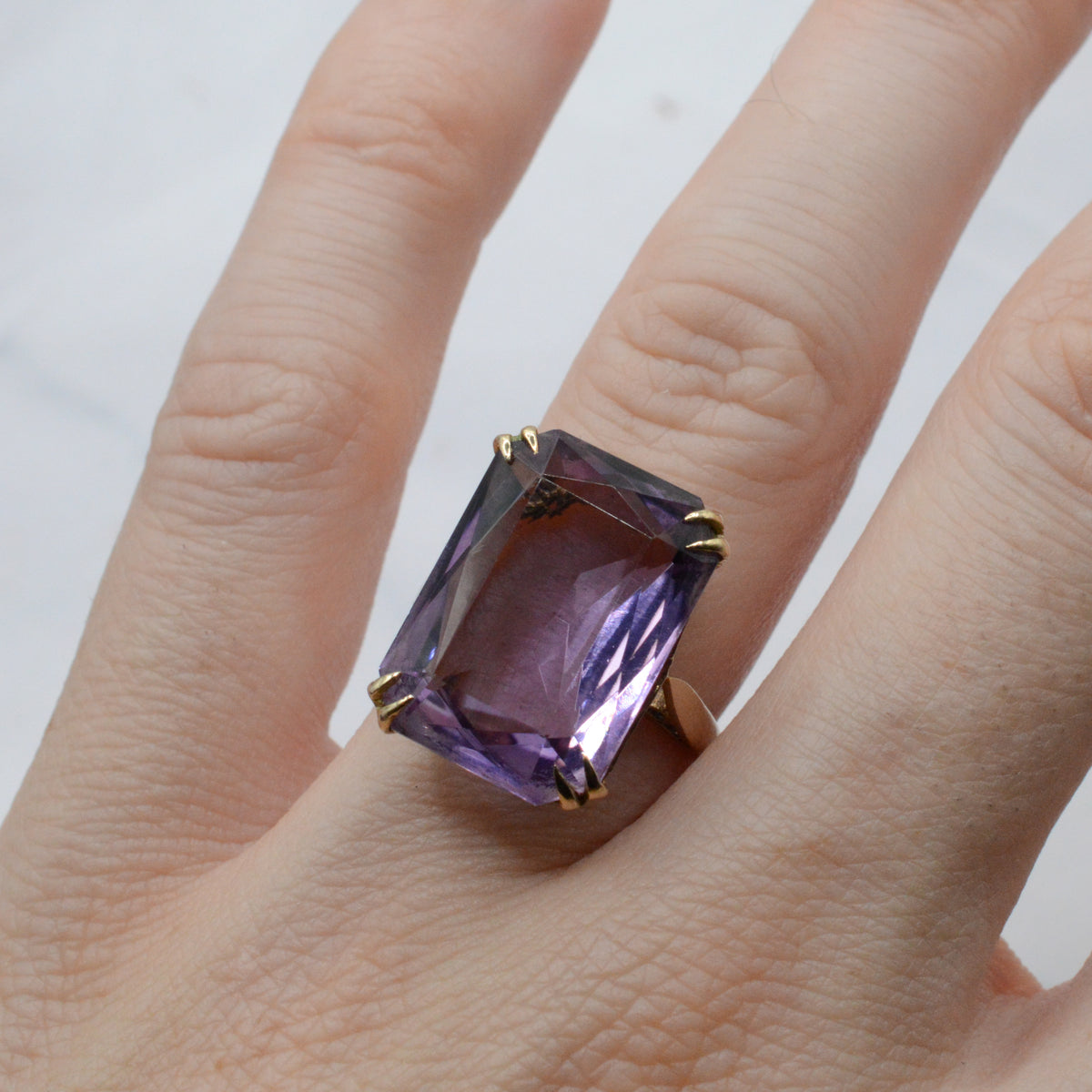 1960s Mega Chunky Vintage 9ct Gold Amethyst Ring