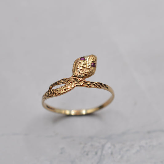 9ct Gold Ruby Snake Ring