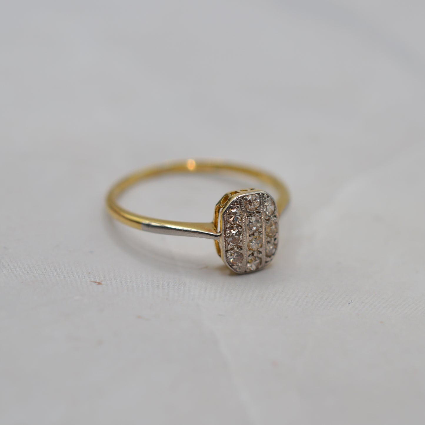 Antique 18ct Gold & Platinum Art Deco Diamond Panel Ring