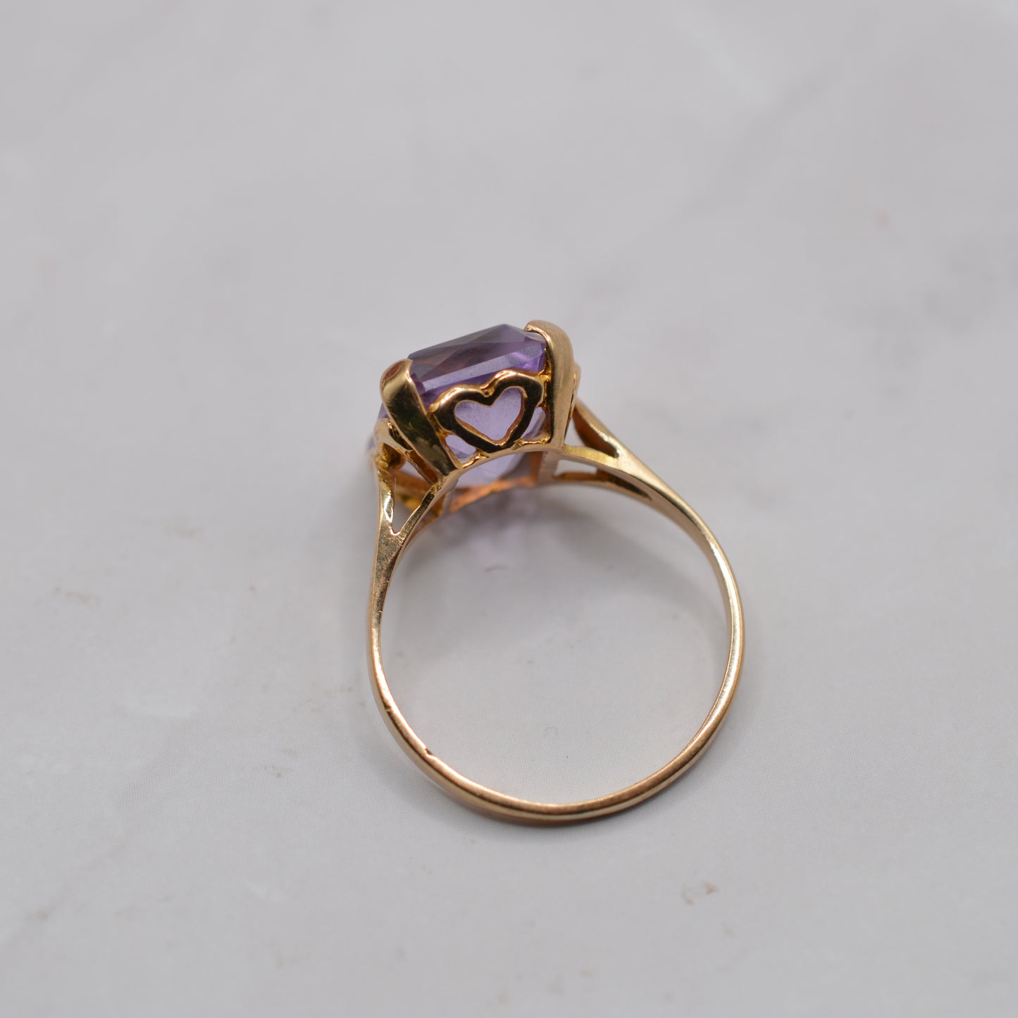 1960s Vintage 9ct Gold Amethyst Solitaire Ring