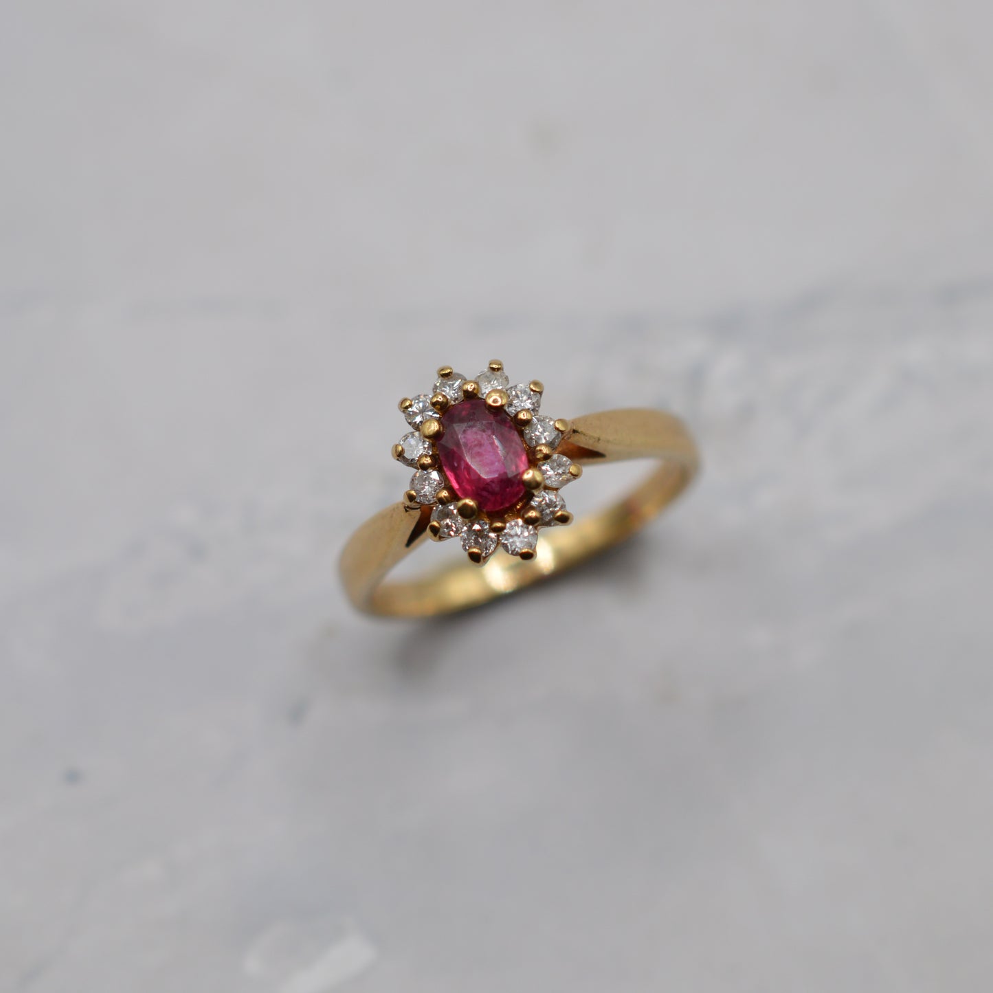 1980s 9ct Gold Ruby & Diamond Cluster Ring