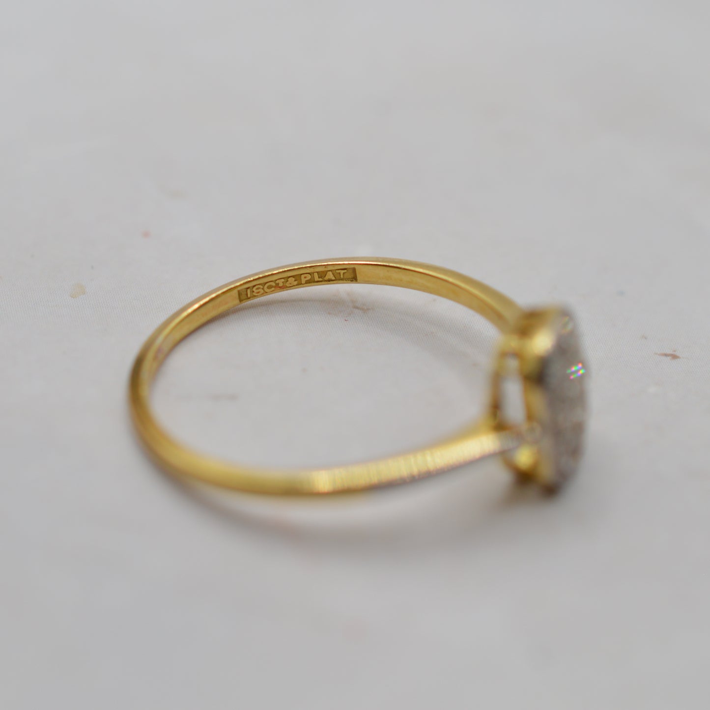 Antique 18ct Gold & Platinum Art Deco Diamond Panel Ring