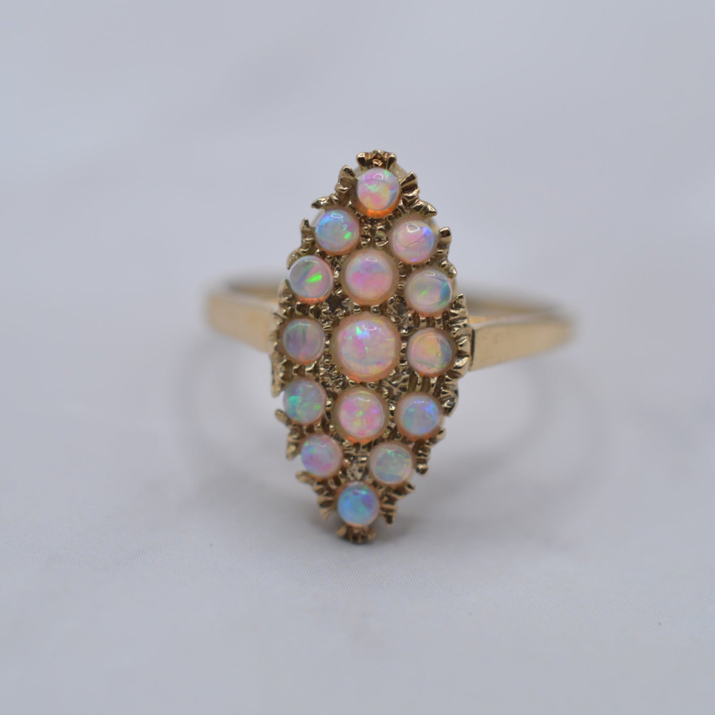 Vintage 9ct Gold Marquise Opal Cluster Ring