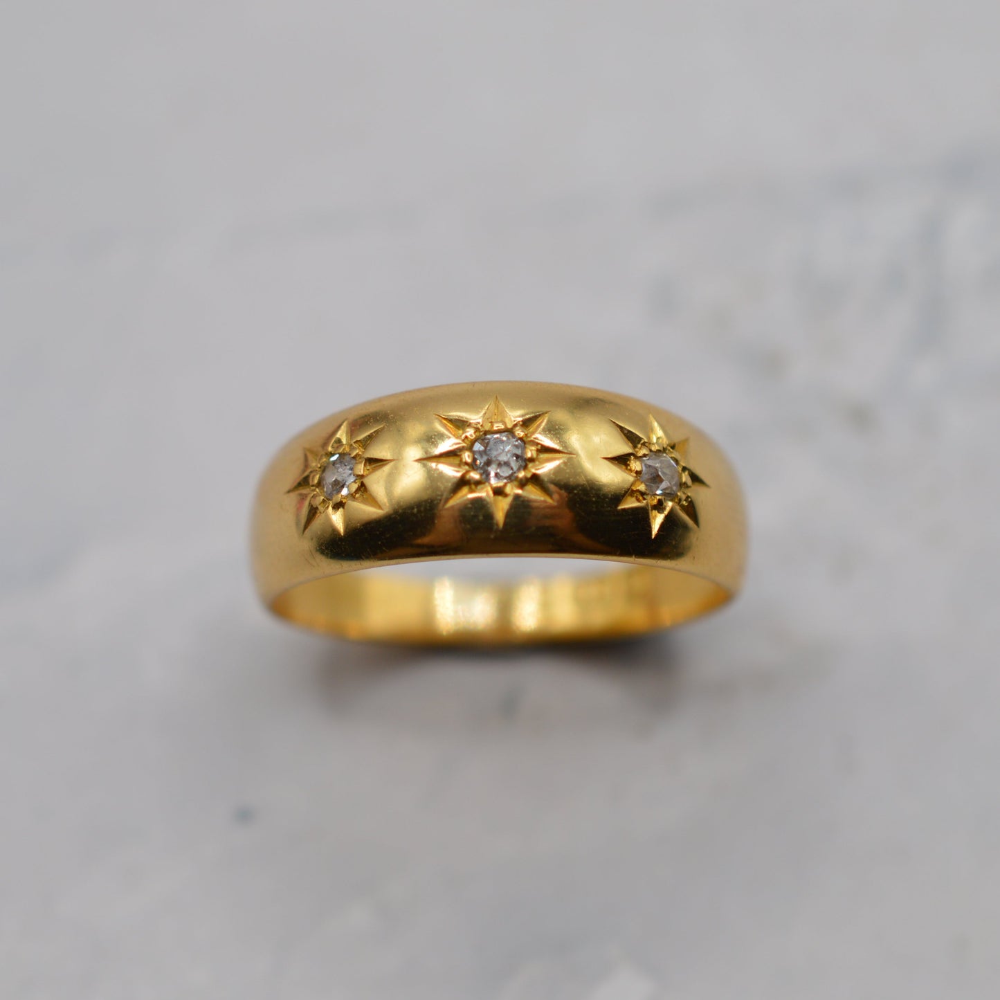 Antique Victorian 18ct Gold Diamond Gypsy Trilogy Ring