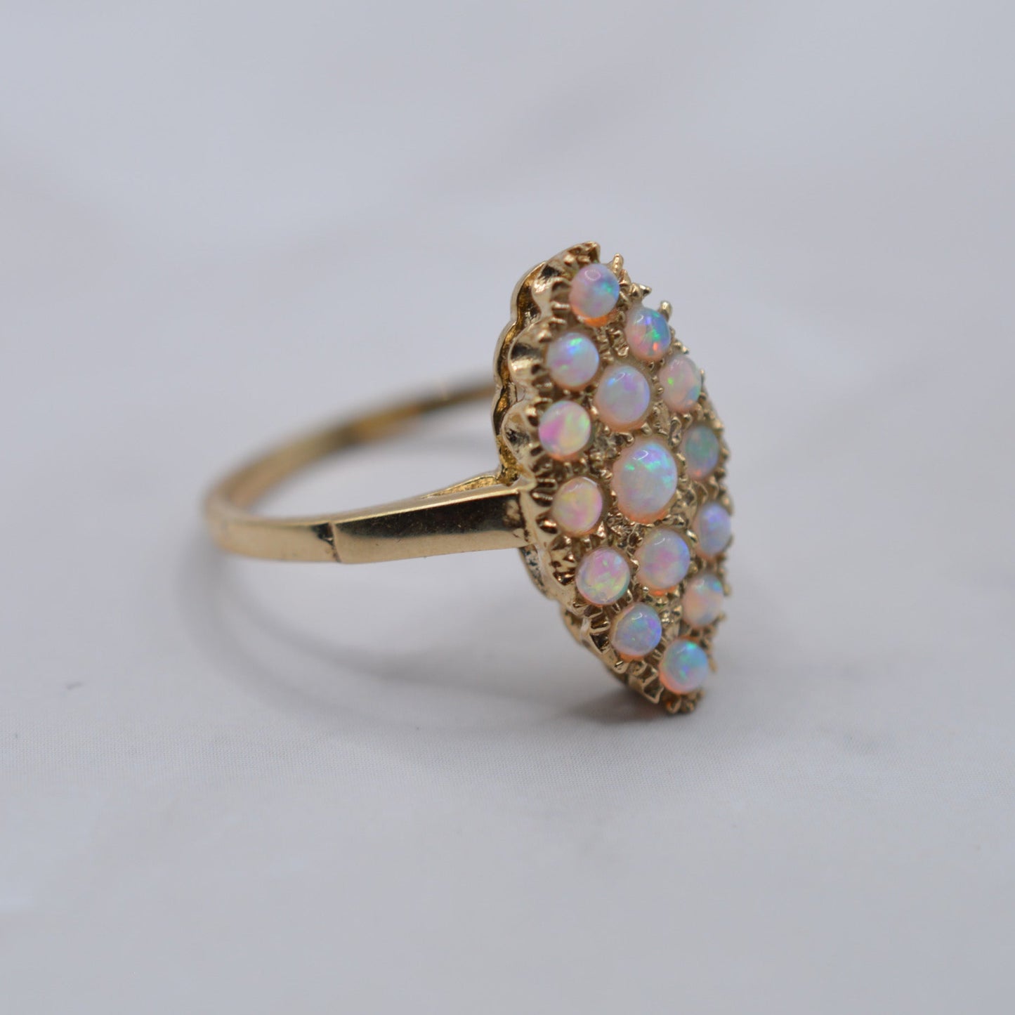 Vintage 9ct Gold Marquise Opal Cluster Ring