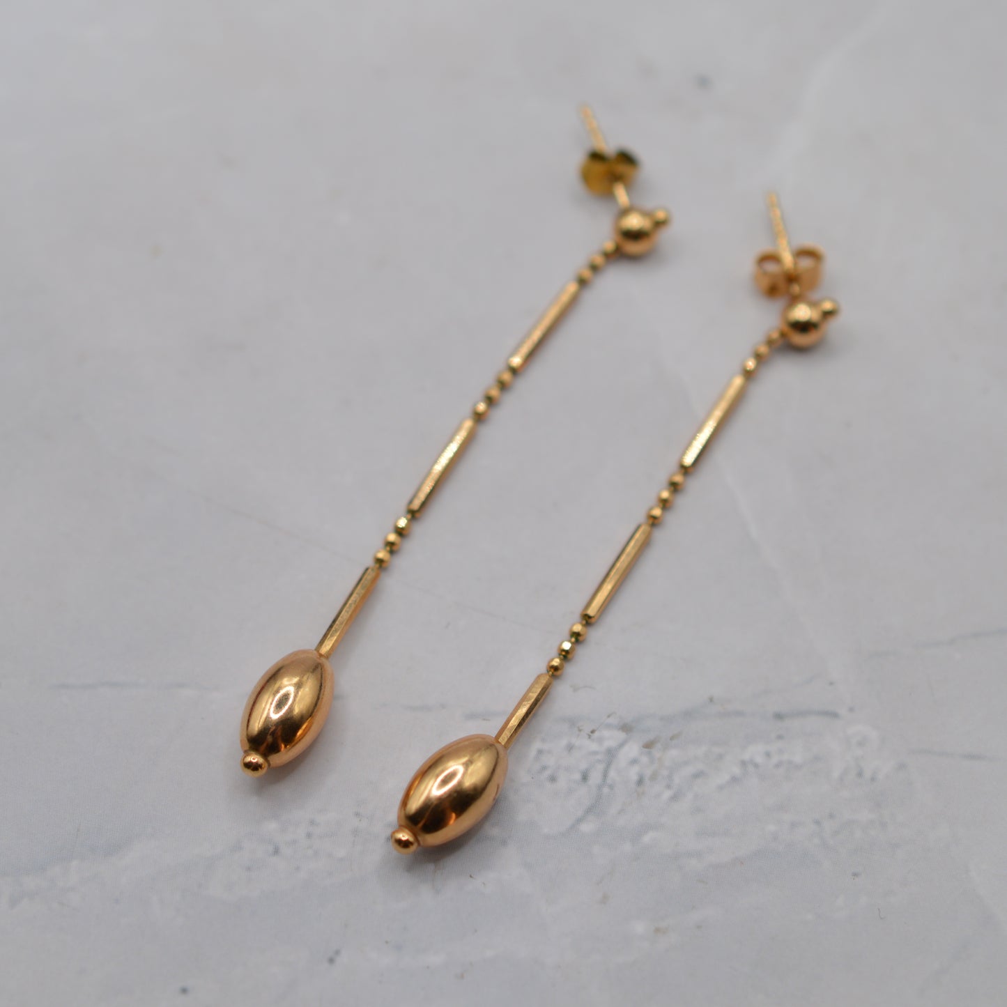 9ct Gold Bead Drop Earrings