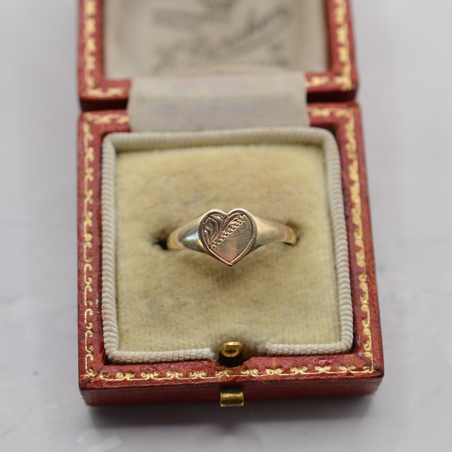 1970s Vintage 9ct Gold Heart Signet Ring