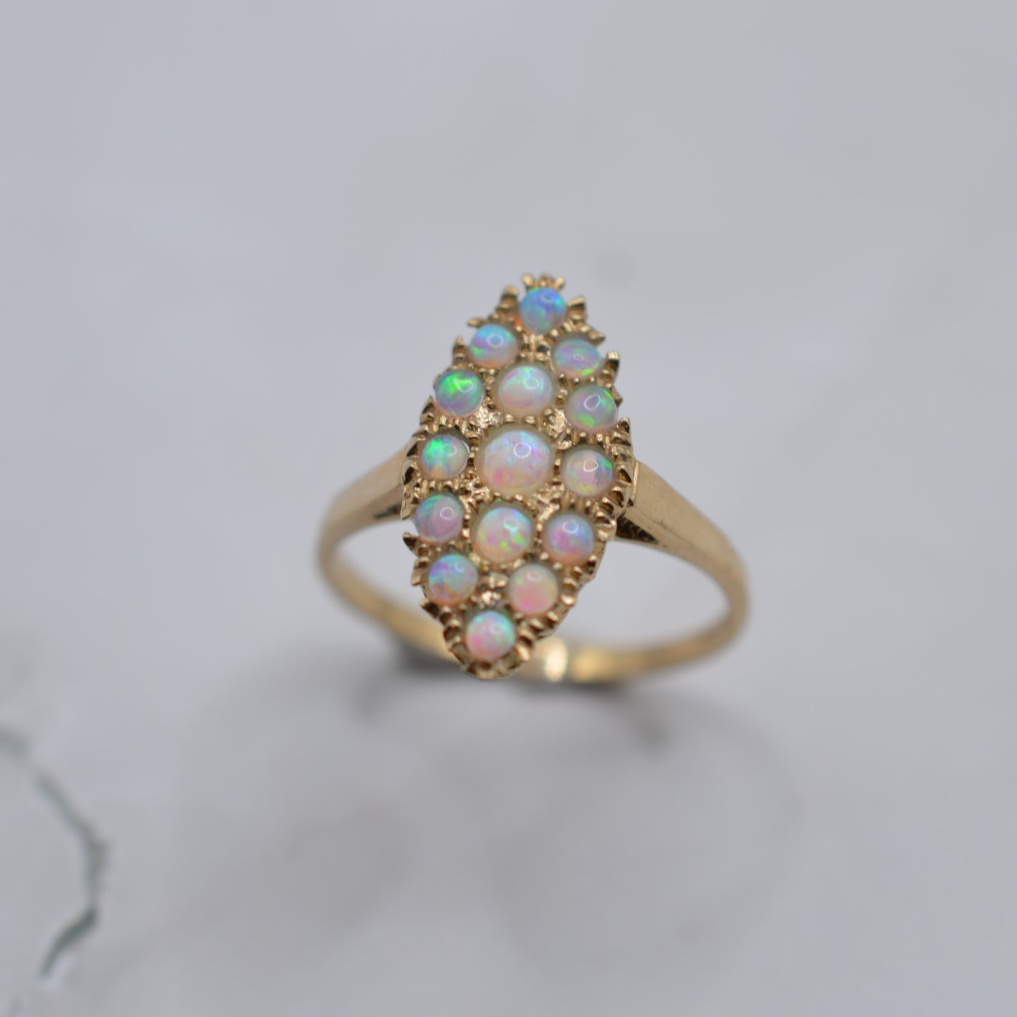 Vintage 9ct Gold Marquise Opal Cluster Ring
